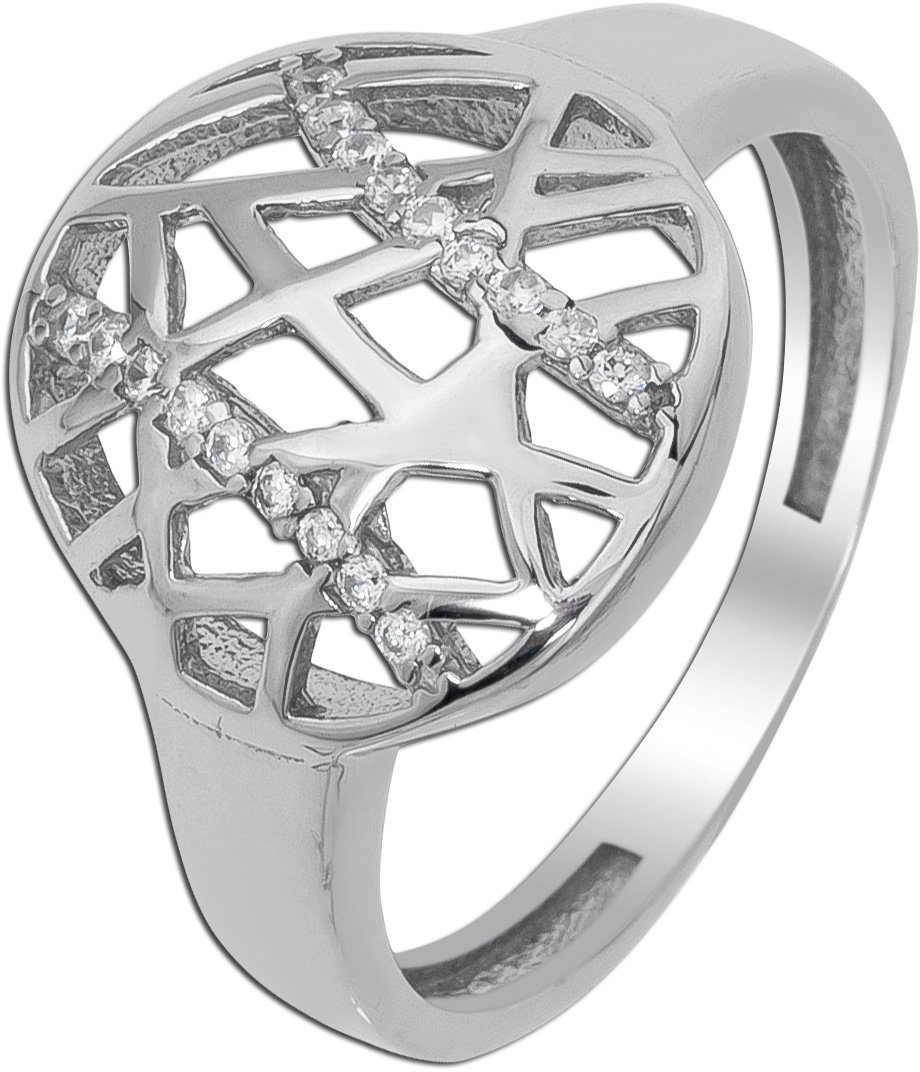 Ch.Abramowicz Silberring Ring Silber 925 18 Zirkonia Krappengefasst rhodiniert und poliert 1 (1-tlg)