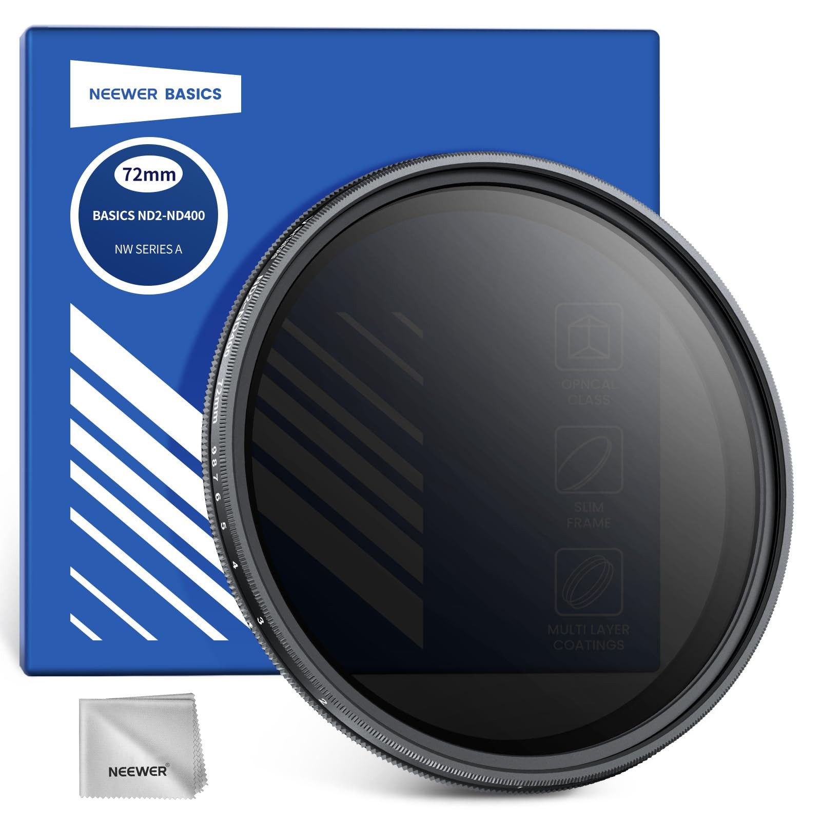 Neewer NW SERIES A 67mm Variabler ND Filter, ND2-400 1-9 Stops Graufilter (drehbarer, mit Anti Fingerabdruck Beschichtung, für Kameraobjektive)