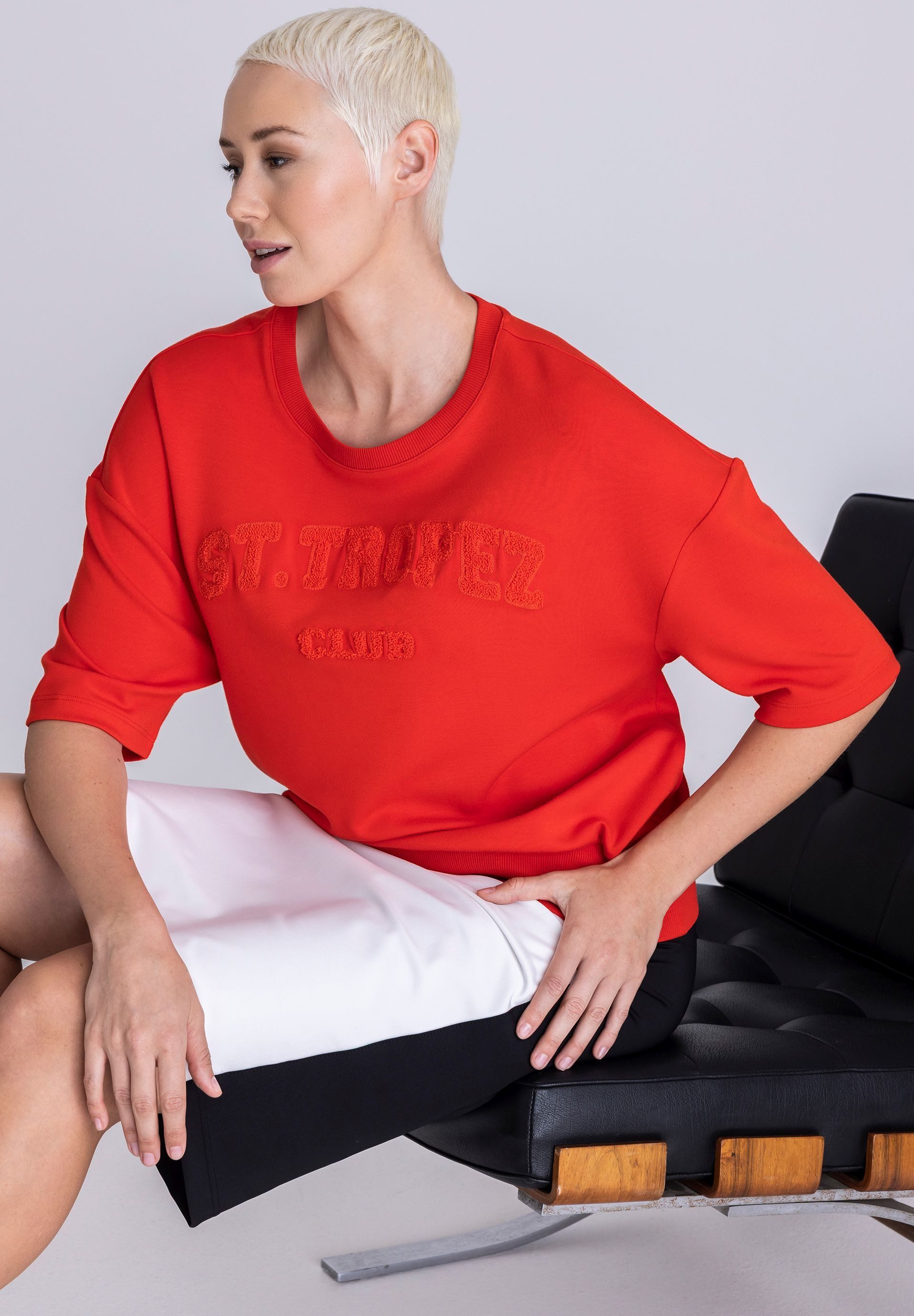 TUZZI T-Shirt mit Struktur-Schriftzug