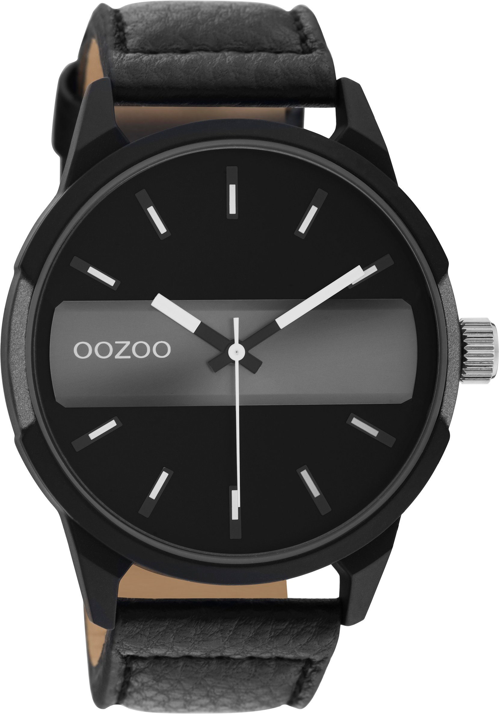 OOZOO Quarzuhr C11000, Metallgehäuse, schwarz-grau IP-beschichtet, Ø ca. 48  mm