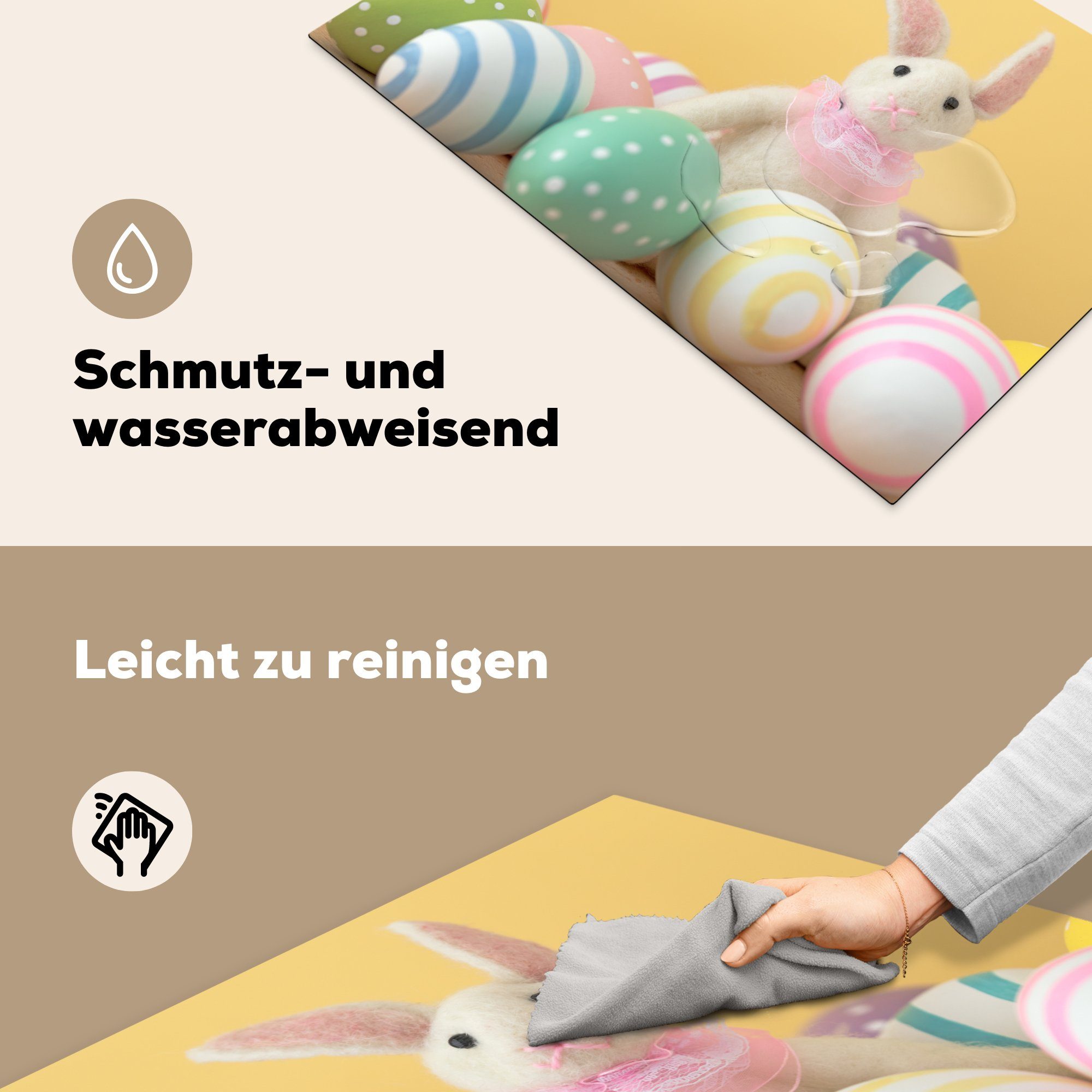 MuchoWow Herdblende-/Abdeckplatte Osterhase Schutz für (1 Ceranfeldabdeckung tlg), Eiern, mit küche, 81x52 Vinyl, Induktionskochfeld die cm