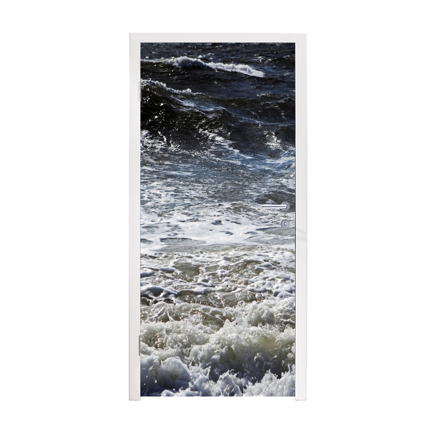 für (1 Tür, Nordsee - - Matt, Fototapete cm bedruckt, 75x205 MuchoWow Türtapete Wellen, St), Wasser Türaufkleber,