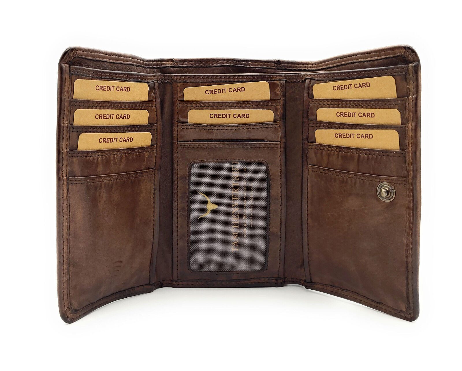 Hill Burry Geldbörse echt Leder Damen Portemonnaie mit RFID Schutz, Handschmeichler aus gewaschenem Rindleder, Farbe braun