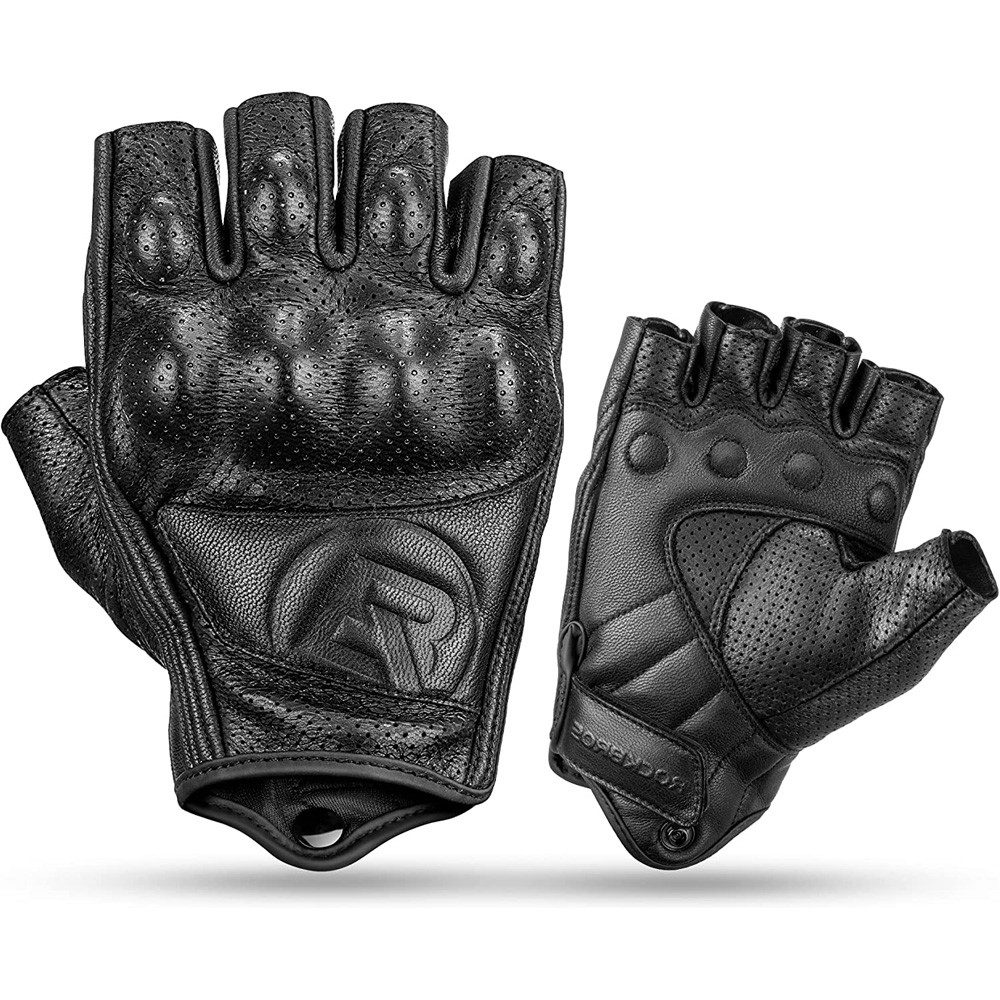 ROCKBROS Motorradhandschuhe Bikerhandschuhe Fahrhandschuhe Halbfingerhandschuhe (Spar-Set, 1-St., 15 x 10 cm perforiert) Knöchelschutz, Halbfinger, perforiert, Klettverschluss