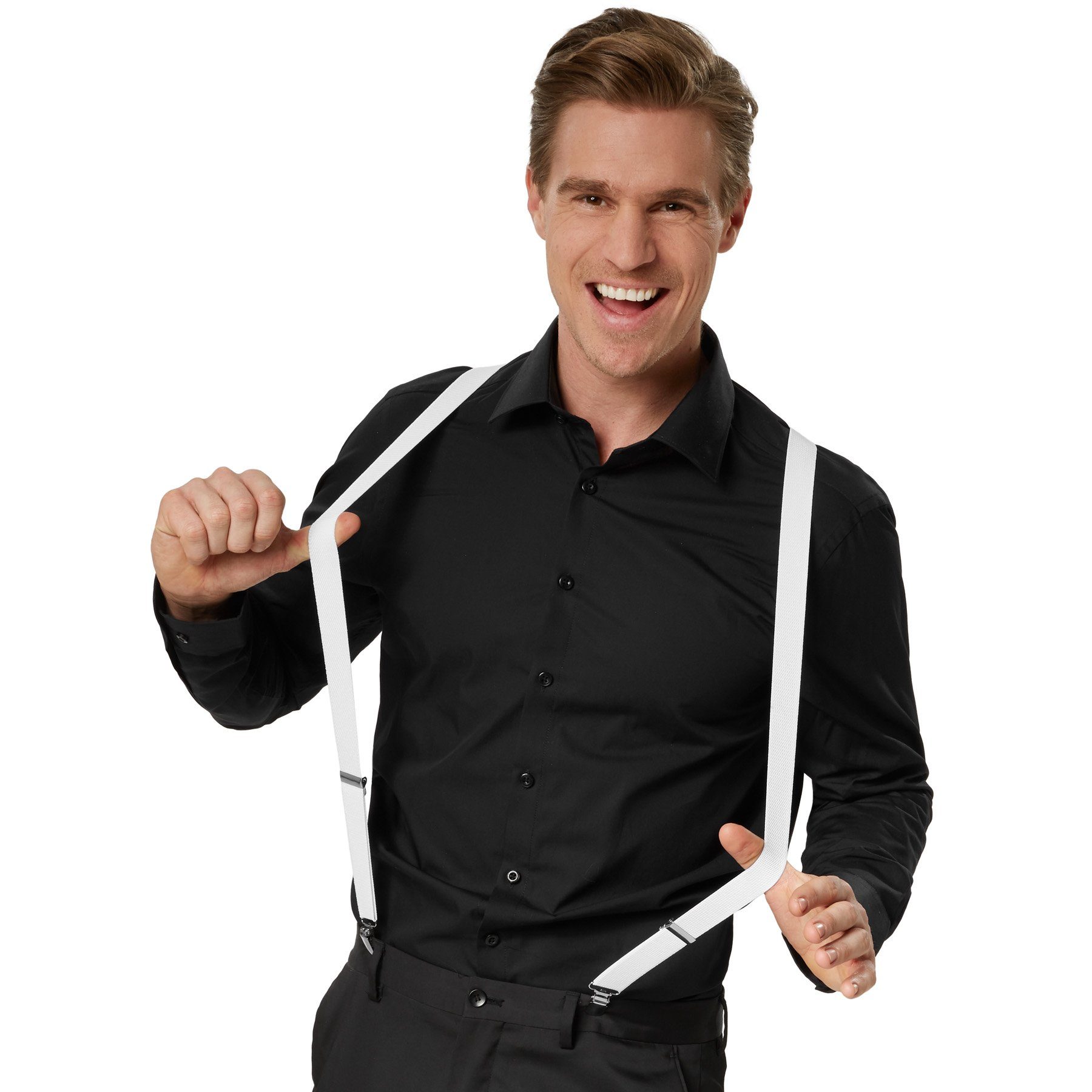 dressforfun Hosenträger Hosenhalter, Leicht und angenehm zu tragen, Individuell verstellbar (Hosenheber, Konfektionsgröße 0 in weiß) Unisex-Hosenträger in Einheitsgröße, Breite der Träger: ca. 2,5 cm