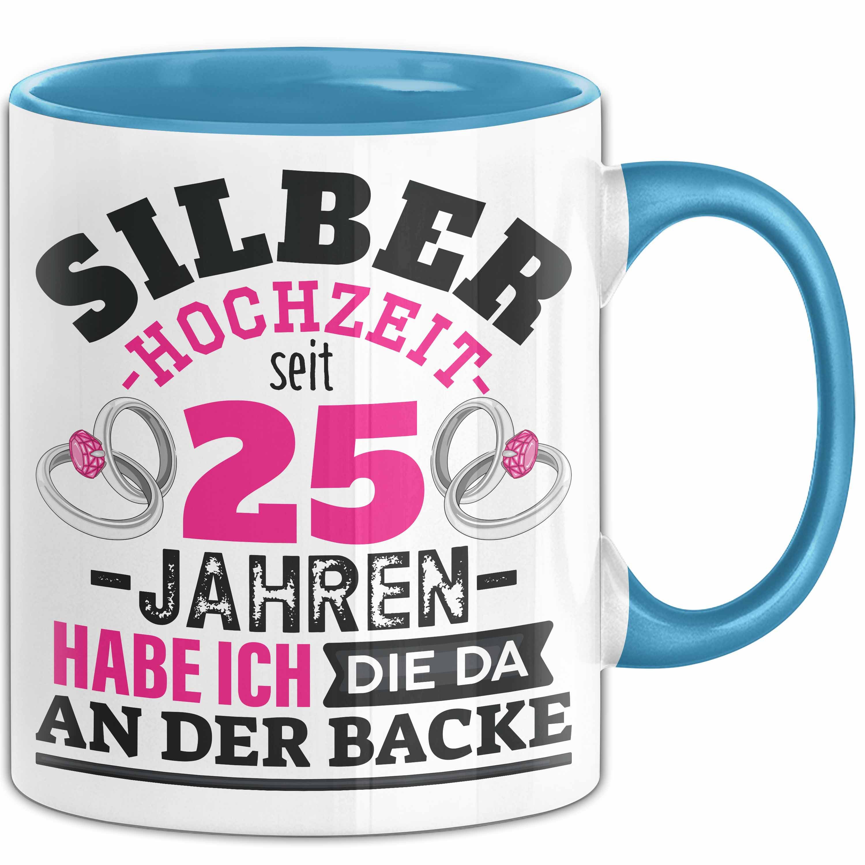 Trendation Tasse Silberhochzeit Tasse Geschenk Seit 25 Jahren Lustiger Spruch Humorvoll, Keramik