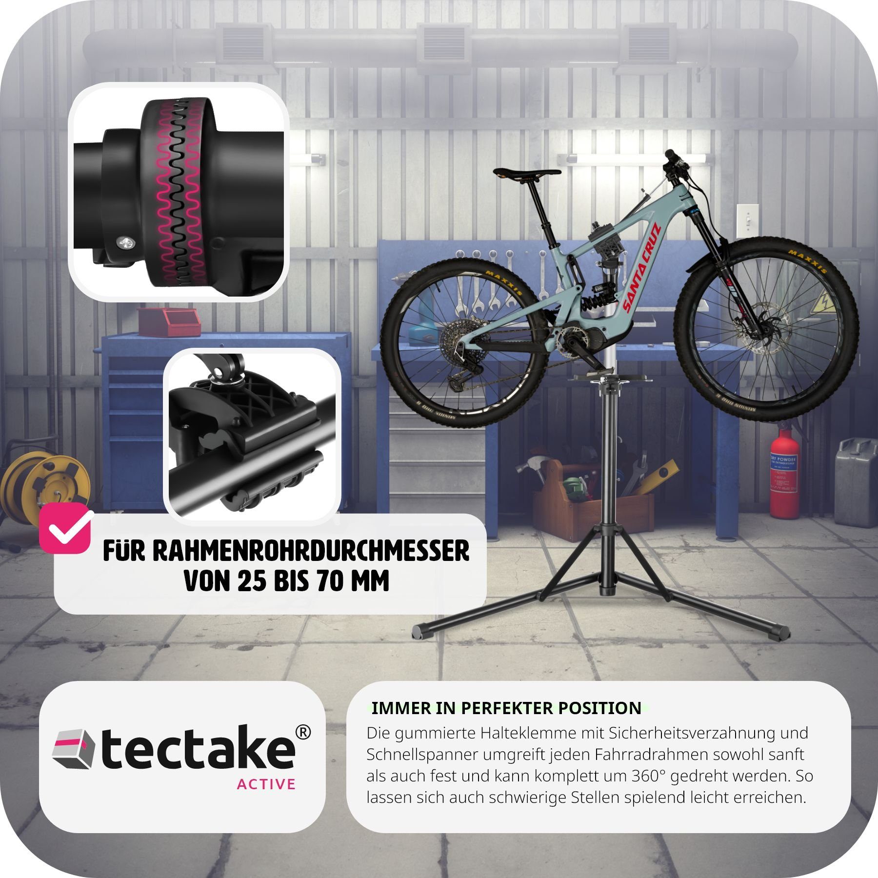 E-Bike bis tectake Jan, geeignet Fahrrad-Montageständer 50kg,