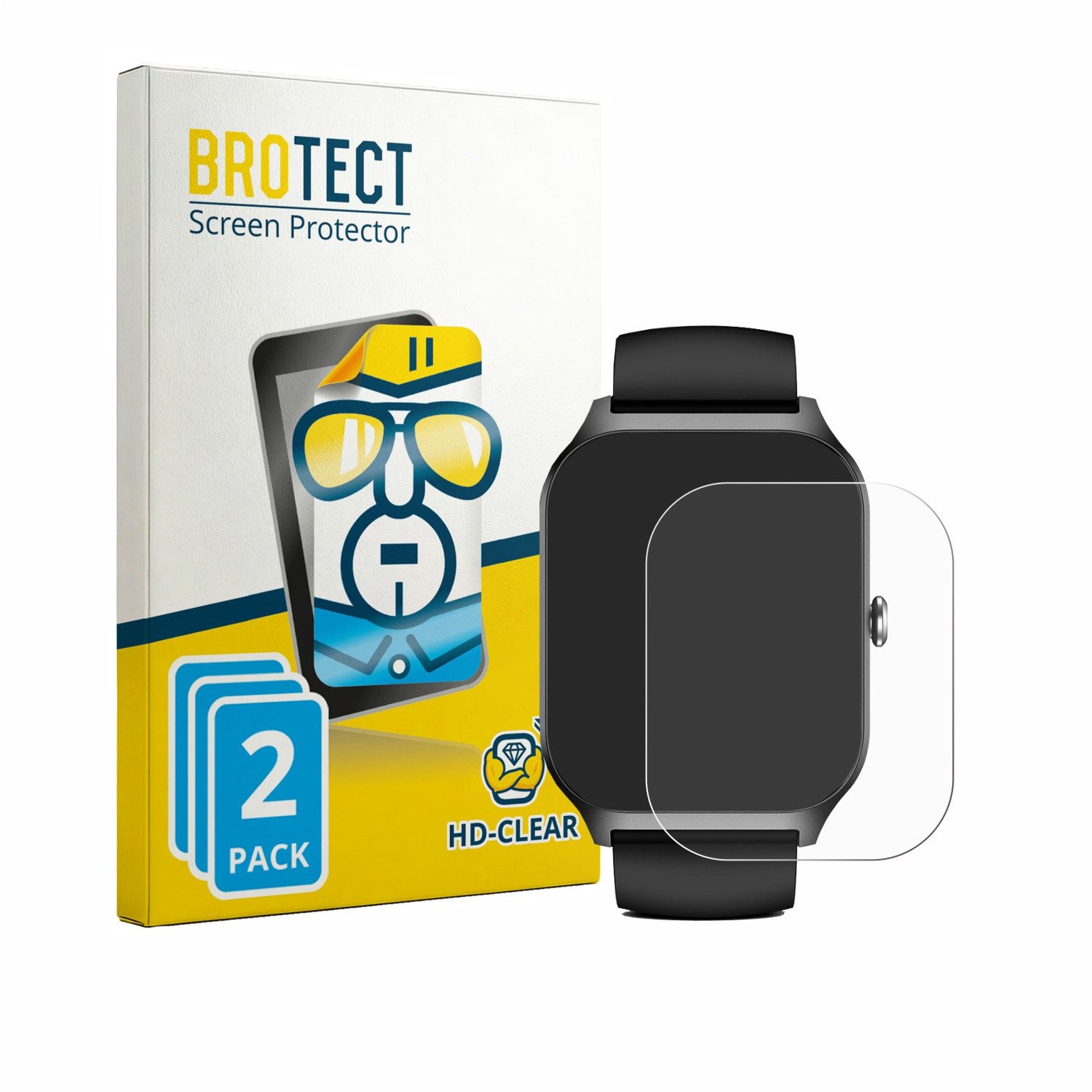 BROTECT Displayschutzfolie Schutzfolie für Kriutefy Smartwatch 1.83", 2 Stück, Displayschutz Schutz Folie Klar Transparent