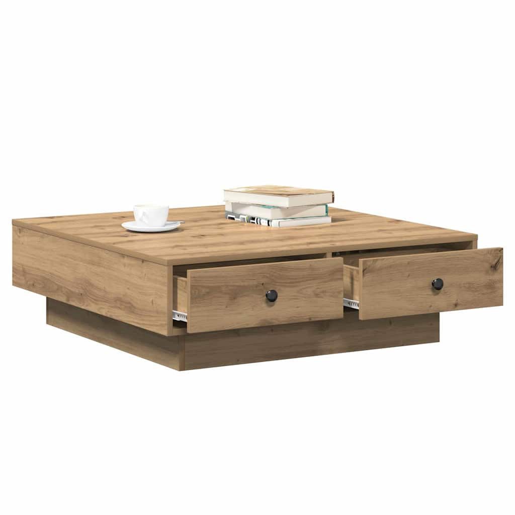 vidaXL Couchtisch Couchtisch Eiche Furnier MDF 90x90x28 cm Aufbewahrung