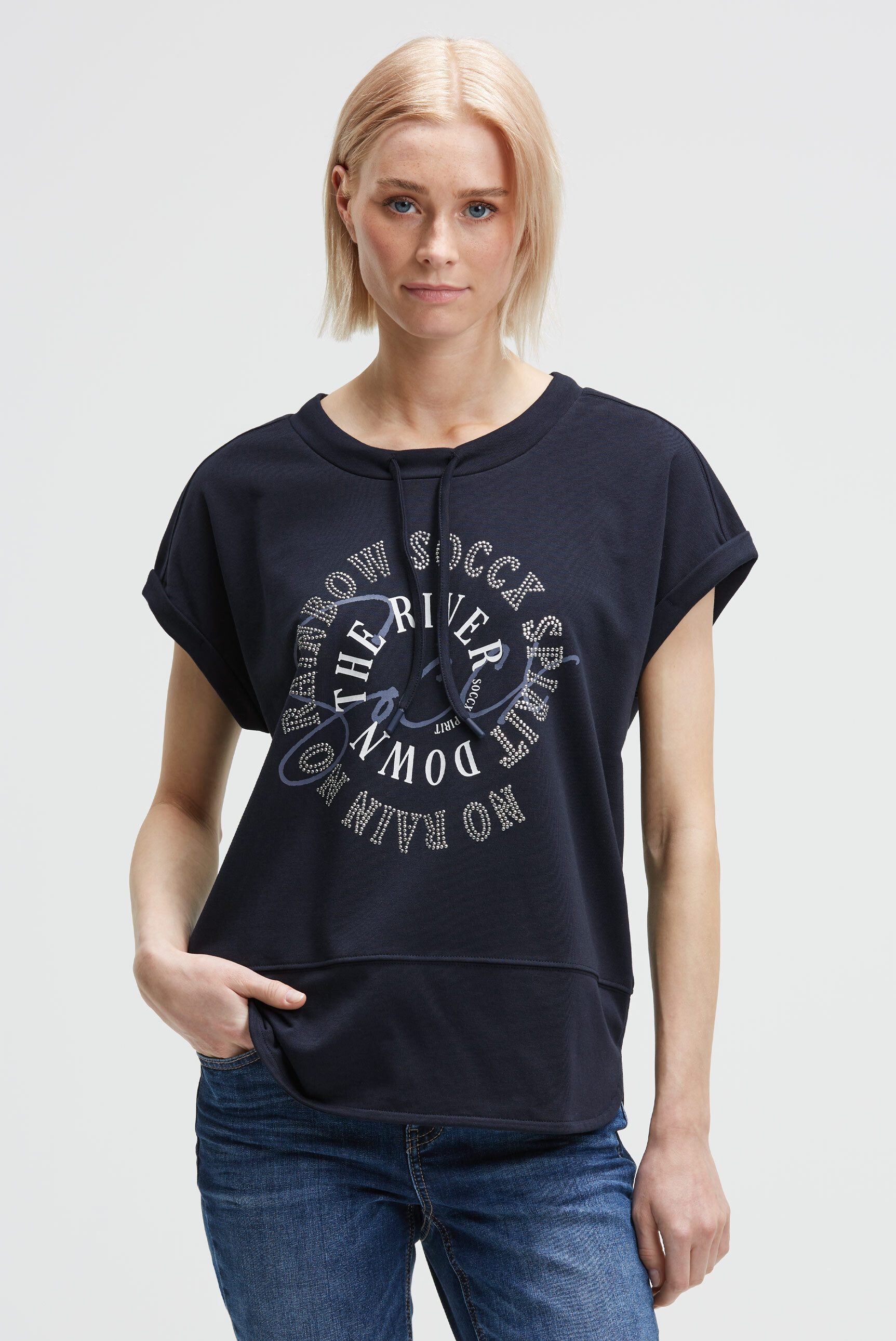 SOCCX Rundhalsshirt mit Seitenschlitze günstig online kaufen