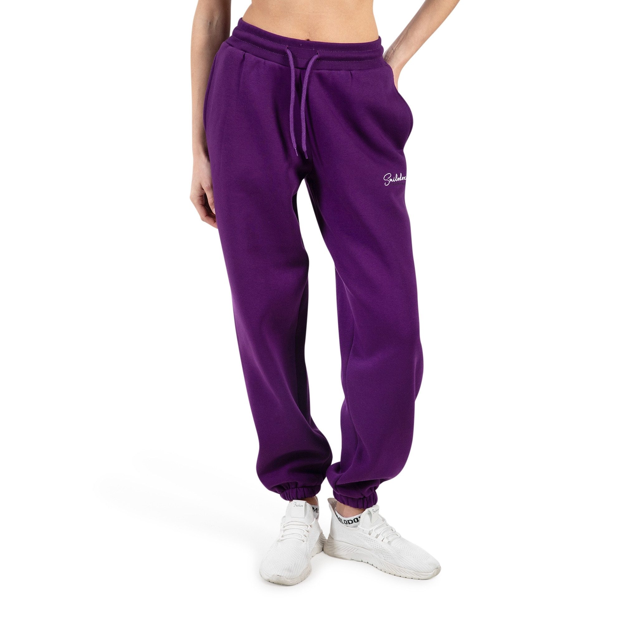 Smilodox Jogginghose Enara, Regular Fit Sweathose mit Seitentaschen, Elastischer Bund mit Tunnelzug Dezentes Stick-Logo Bequeme Freizeithose Sport Freizeit