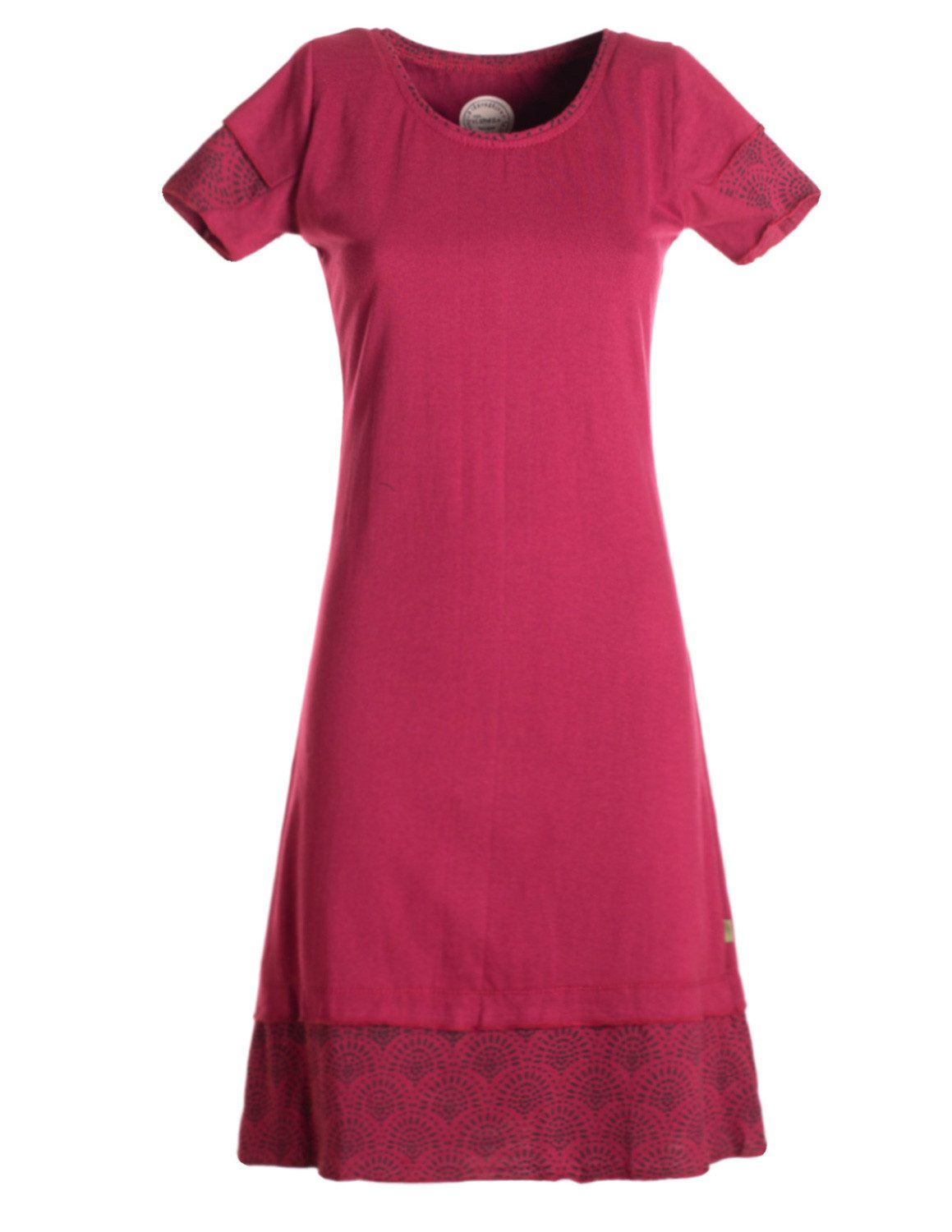Vishes Jerseykleid Kurzarm Kleid Damen Lagendesign Bedruckt Baumwolle Jersey Alternative Mode, Boho, Hippie, Ethno, Festival