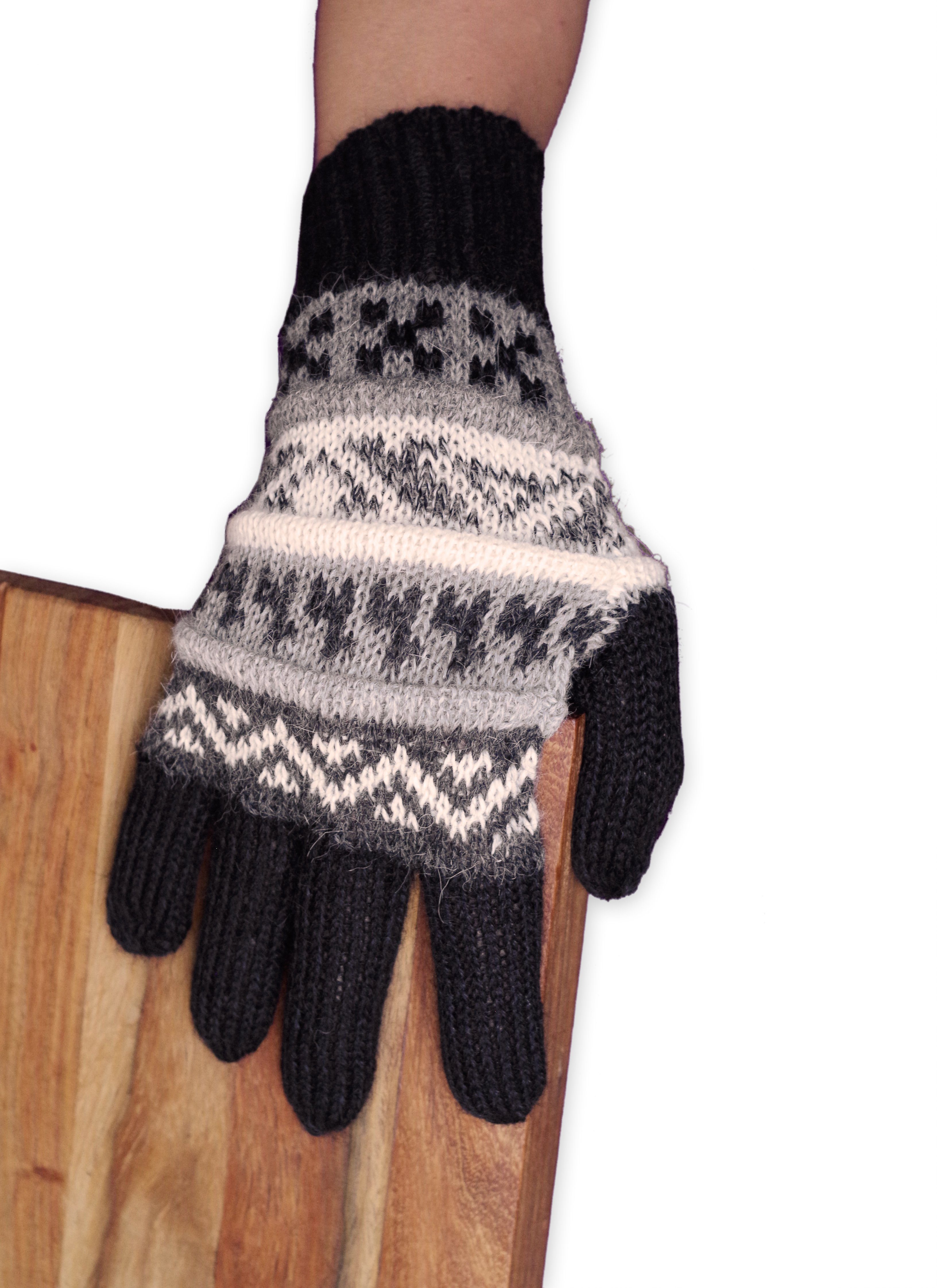 aus 100% schwarz Gear Strickhandschuhe Posh Alpaka Alpakawolle Guantilissi Fingerhandschuhe