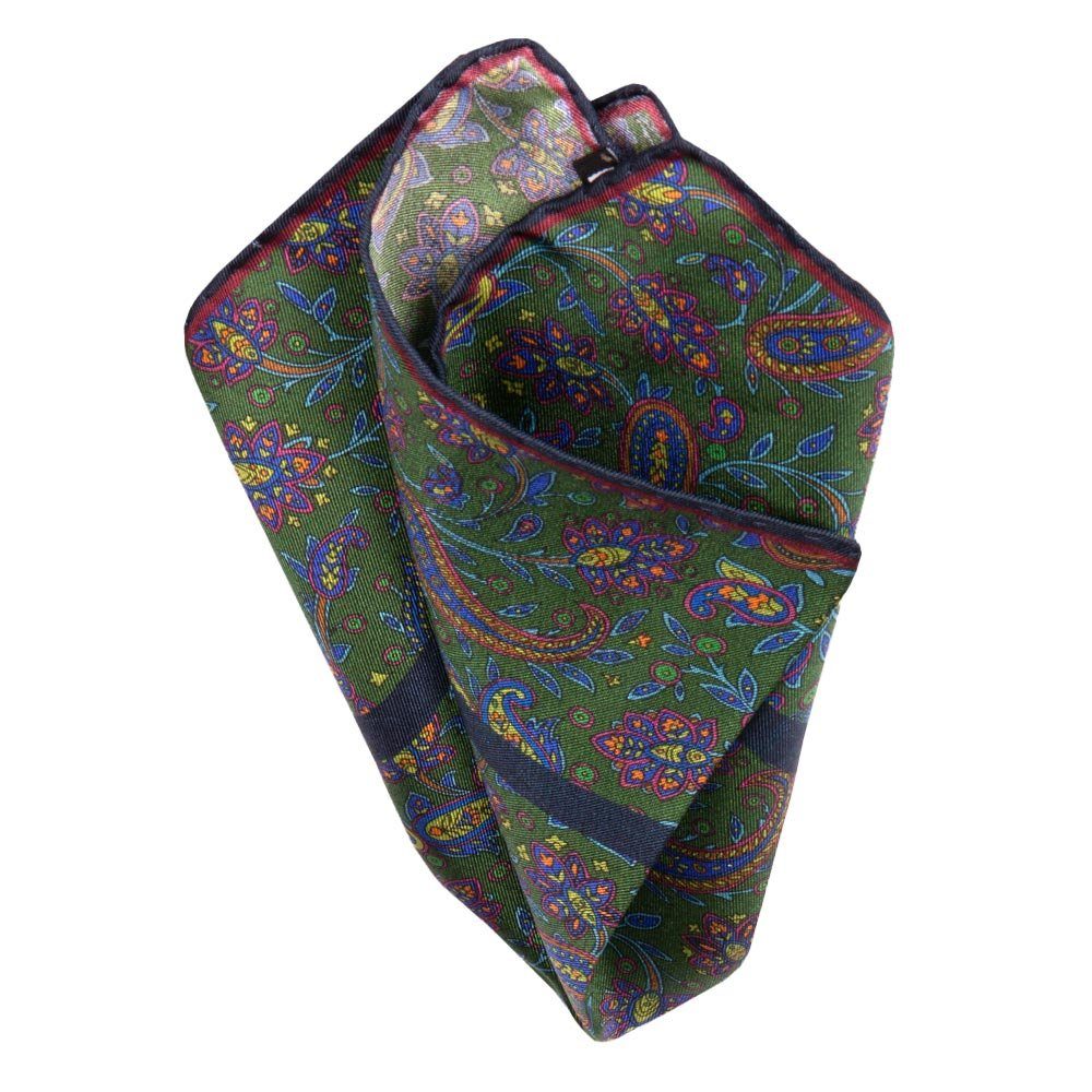 BGENTS Einstecktuch Handrolliertes Einstecktuch aus Twill-Seide mit Paisleys, Besondere Farbbrillanz