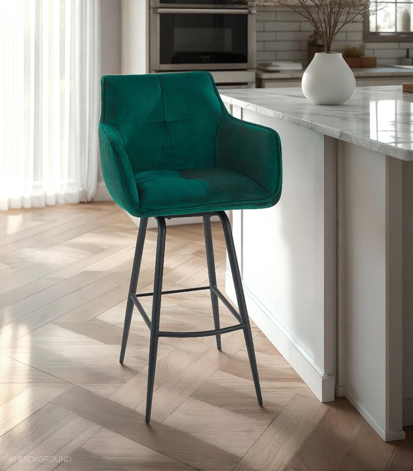 Home4You Barhocker, 2er Set, Grün, Samt, günstig online kaufen