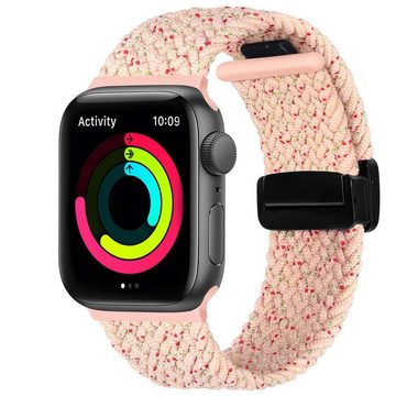 FIDDY Smartwatch-Armband Apple Watch-Armbänder für Damen und Herren, Verstellbares, magnetisches, geflochtenes Stretch-Nylon-Armband für
