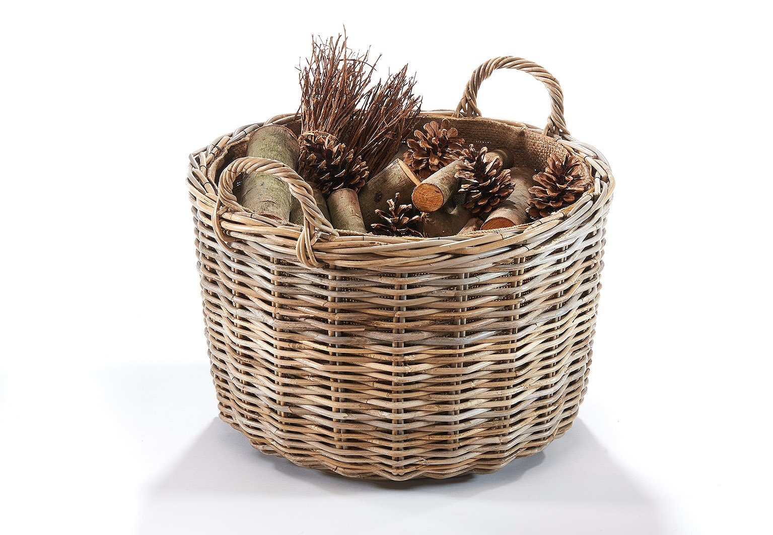 Kobolo Kaminholzkorb Holzkorb rund aus grauem günstig online kaufen