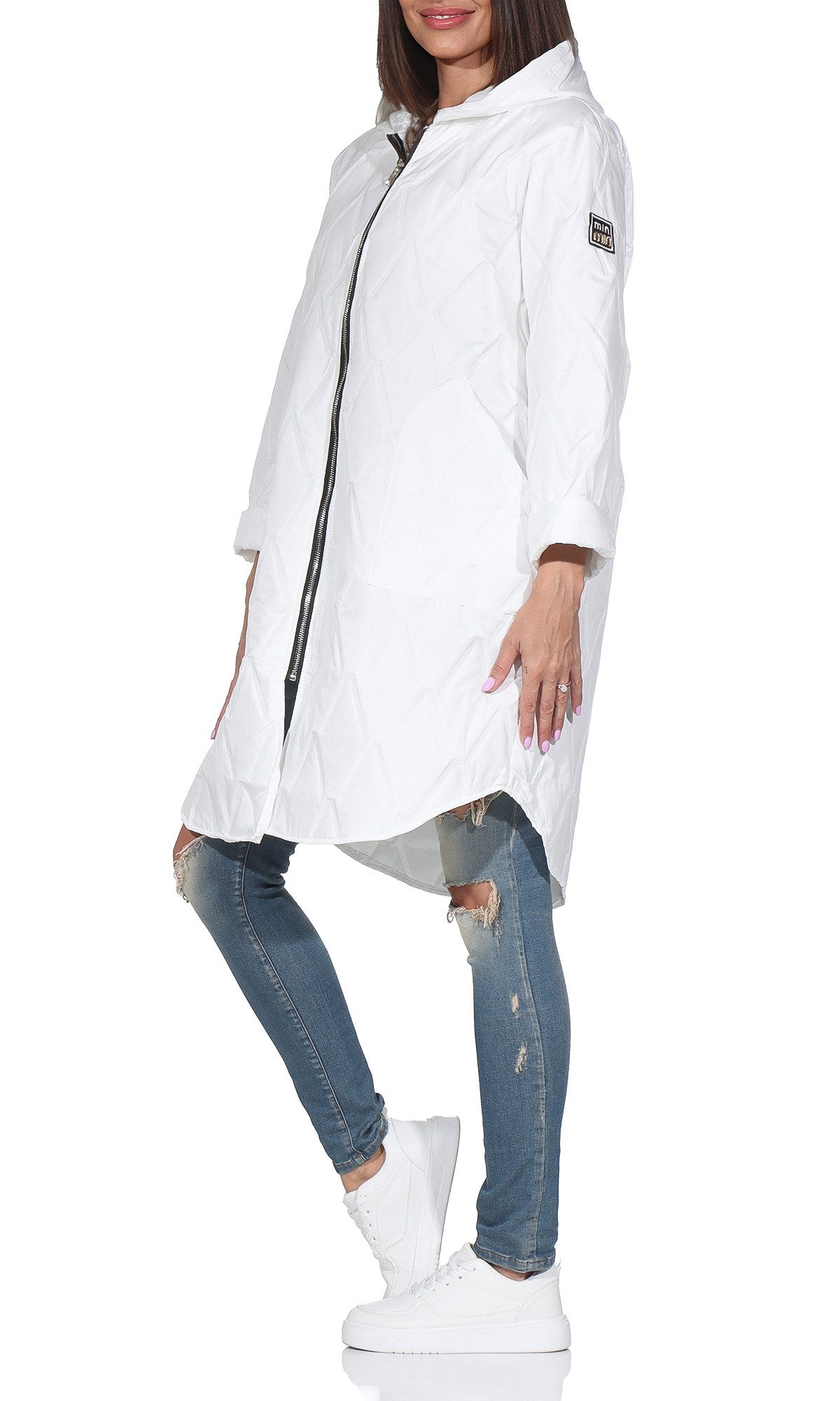simaranda Langjacke Steppjacke lang stylischer Trenchcoat 5343 mit Kapuze