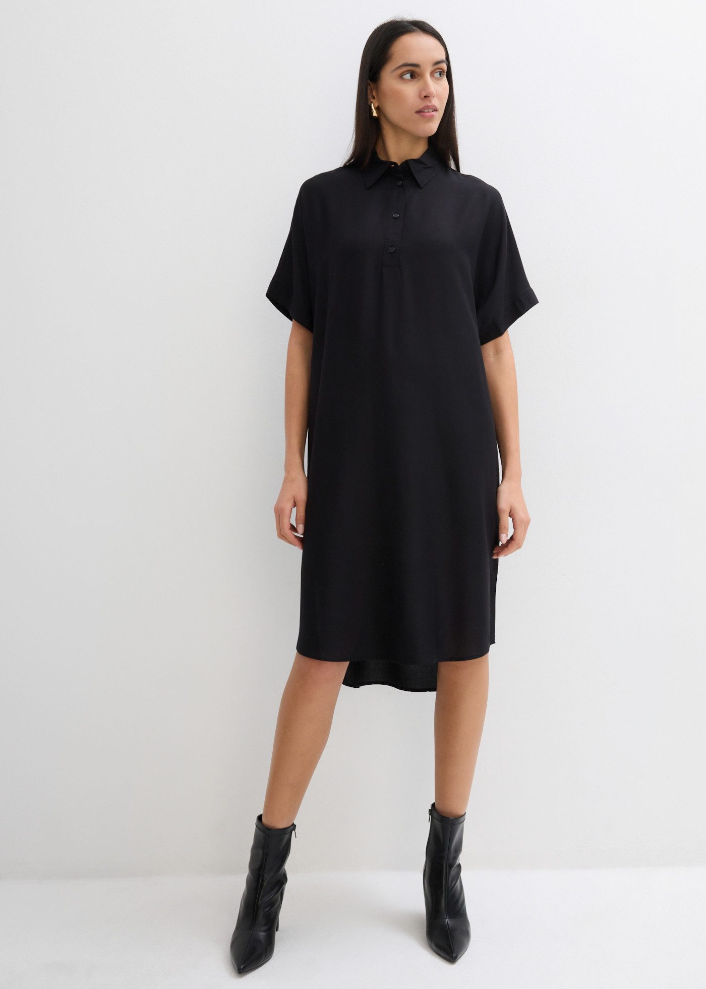 bonprix Blusenkleid Oversize-Passform, aus Viskose, mit Stehkragen