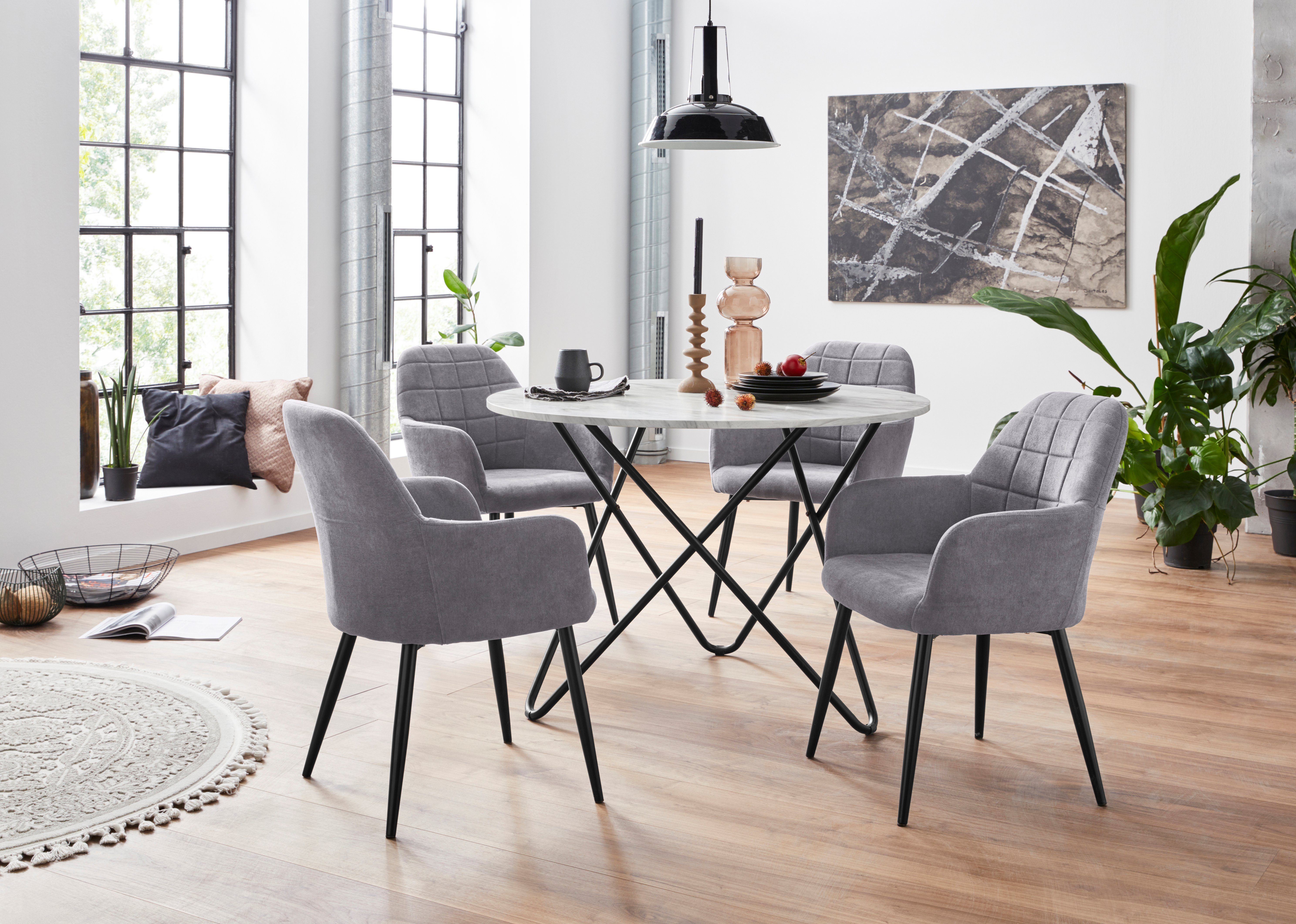 Essgruppe, mit 4 Stühle, Tischplatte in Marmoroptik online kaufen OTTO
