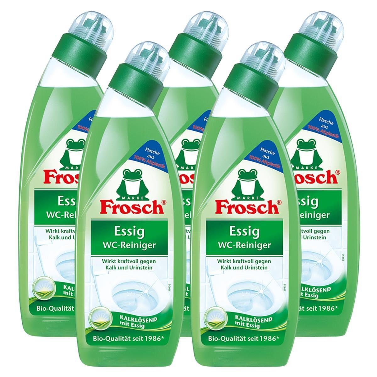 FROSCH 5x Frosch Essig WC-Reiniger 750 ml - Kalklösend mit Essig WC-Reiniger