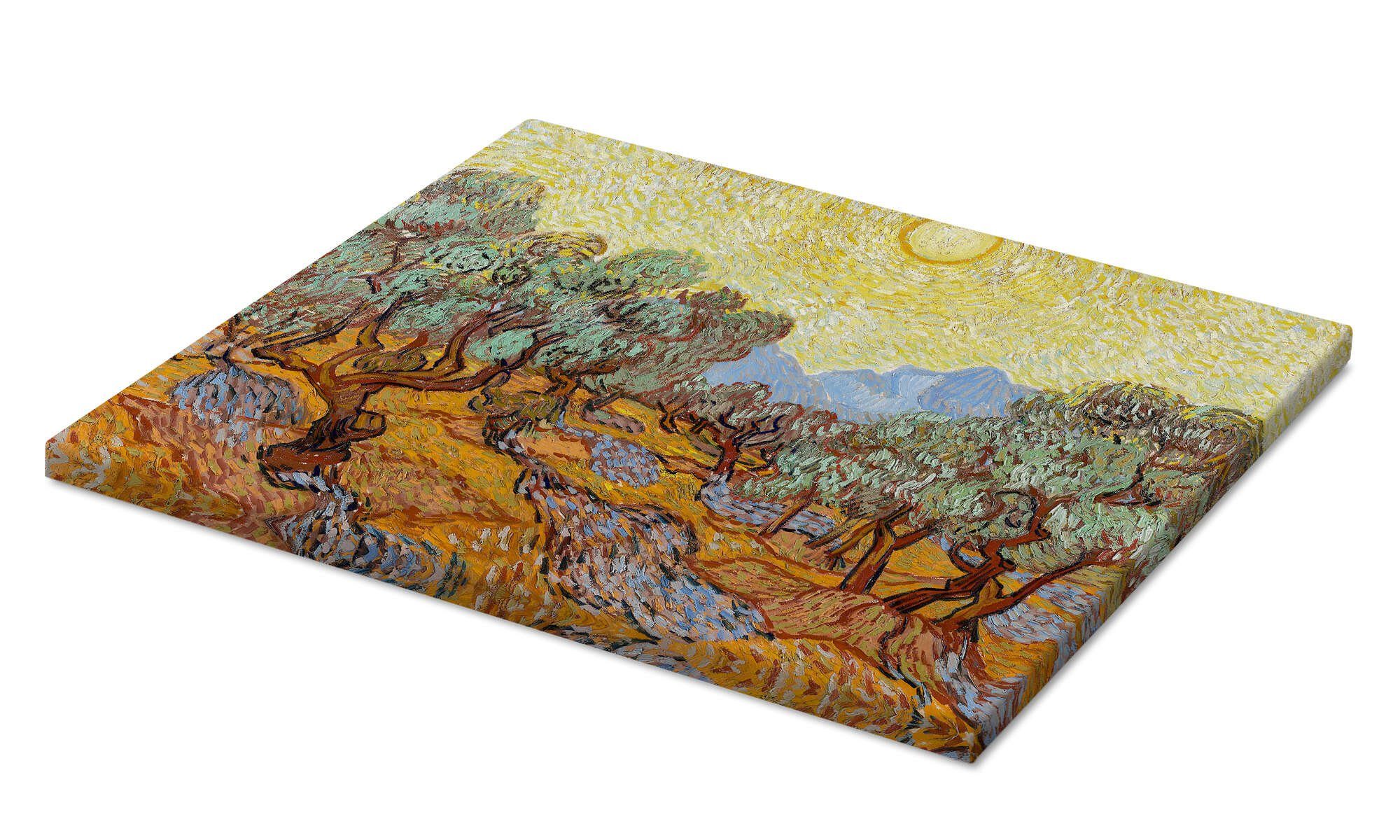 Posterlounge Wandbild Olivenbäume mit gelbem Himmel und Sonne, Vincent van Gogh, erhältlich als Poster, Leinwandbild, Wandsticker oder Acrylglasbild
