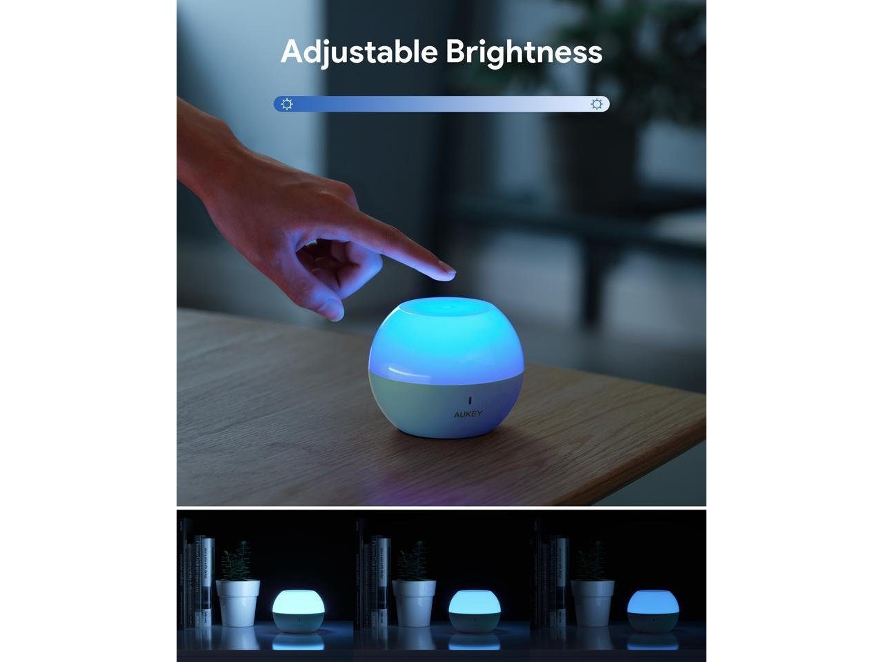 NAIPO Tischleuchte, Mini LED RGB Blau Nachttischlampe Tischlampe mit Akku