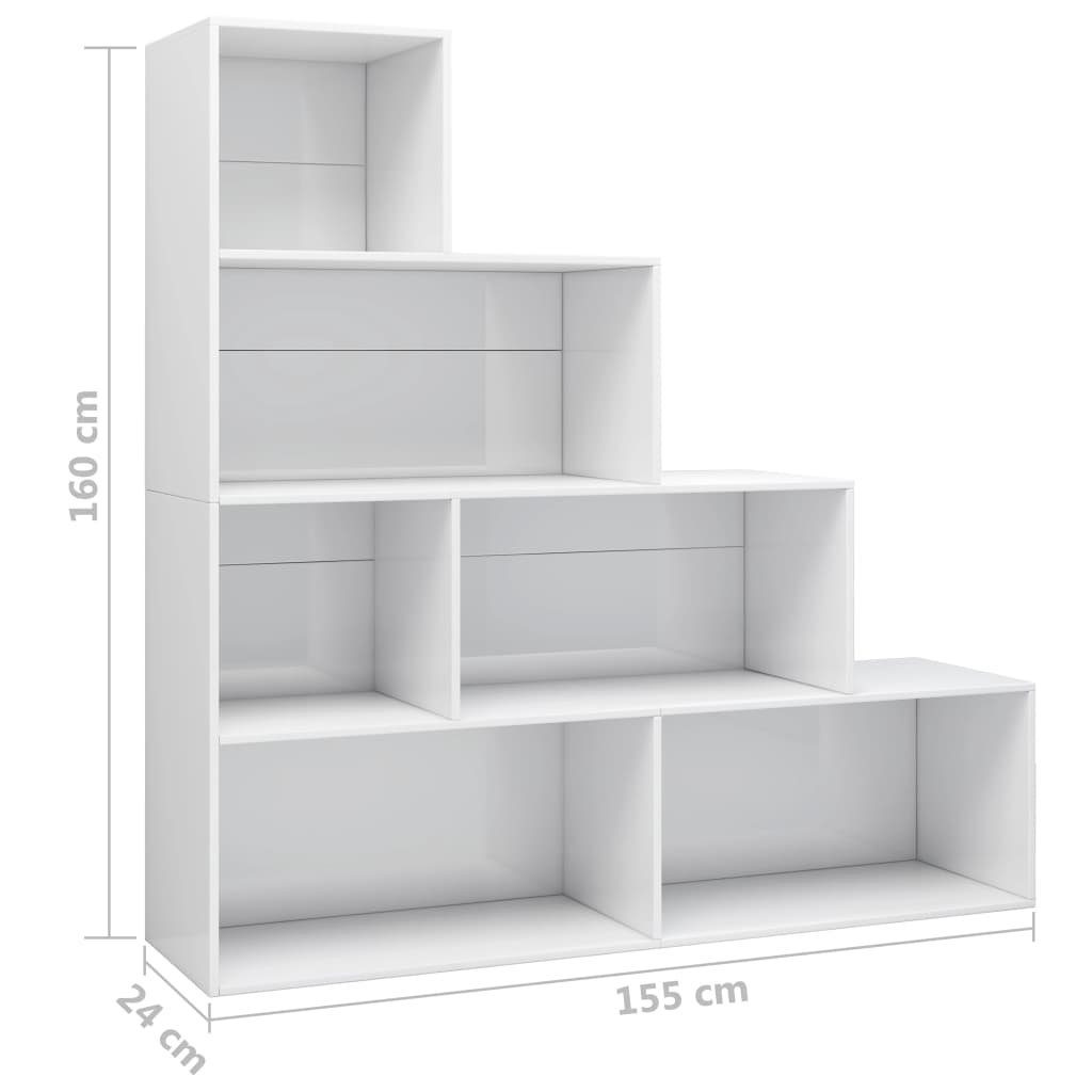 furnicato Hochglanz-Weiß cm 155x24x160 Bücherregal/Raumteiler Bücherregal