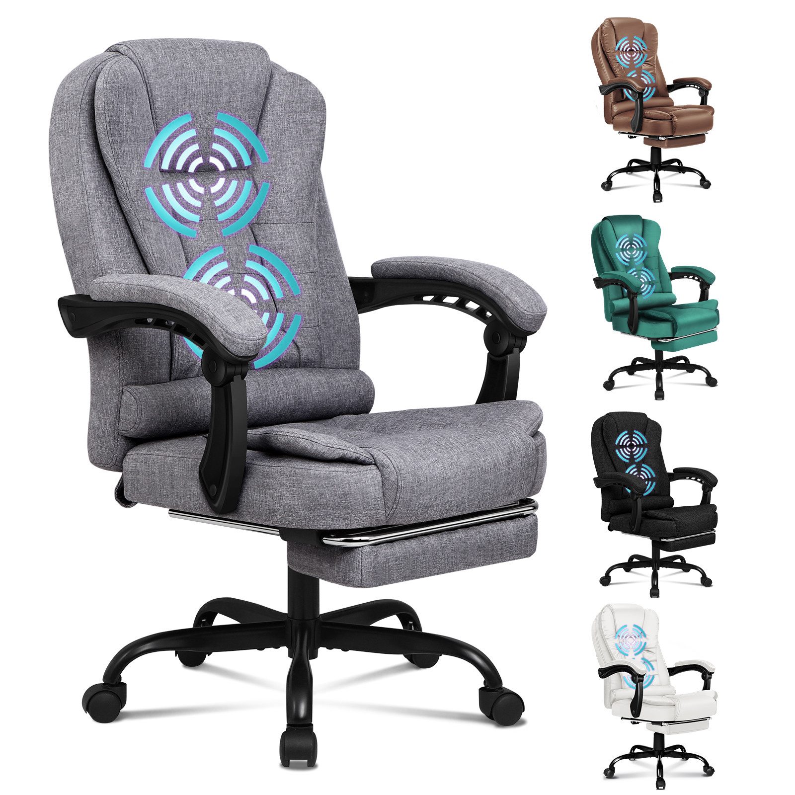 ALFORDSON Bürostuhl mit Massagefunktion, Fußstütze und 150°-Neigung mit SGS günstig online kaufen