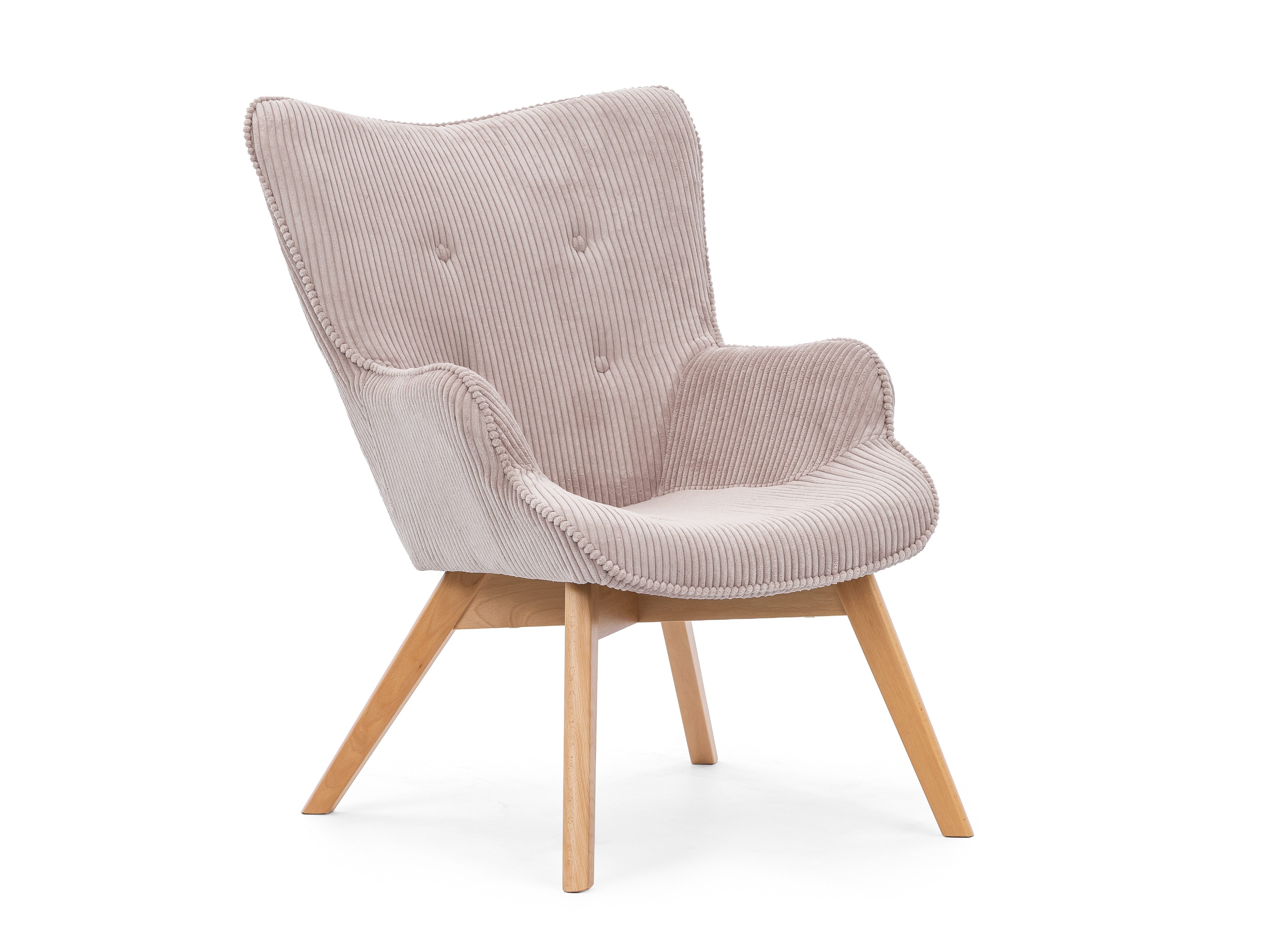 S-Style Möbel Loungesessel Lenari aus Cordstoff mit Füßen aus Massivholz in Natur oder Braun (1 x Lounge-Sessel)