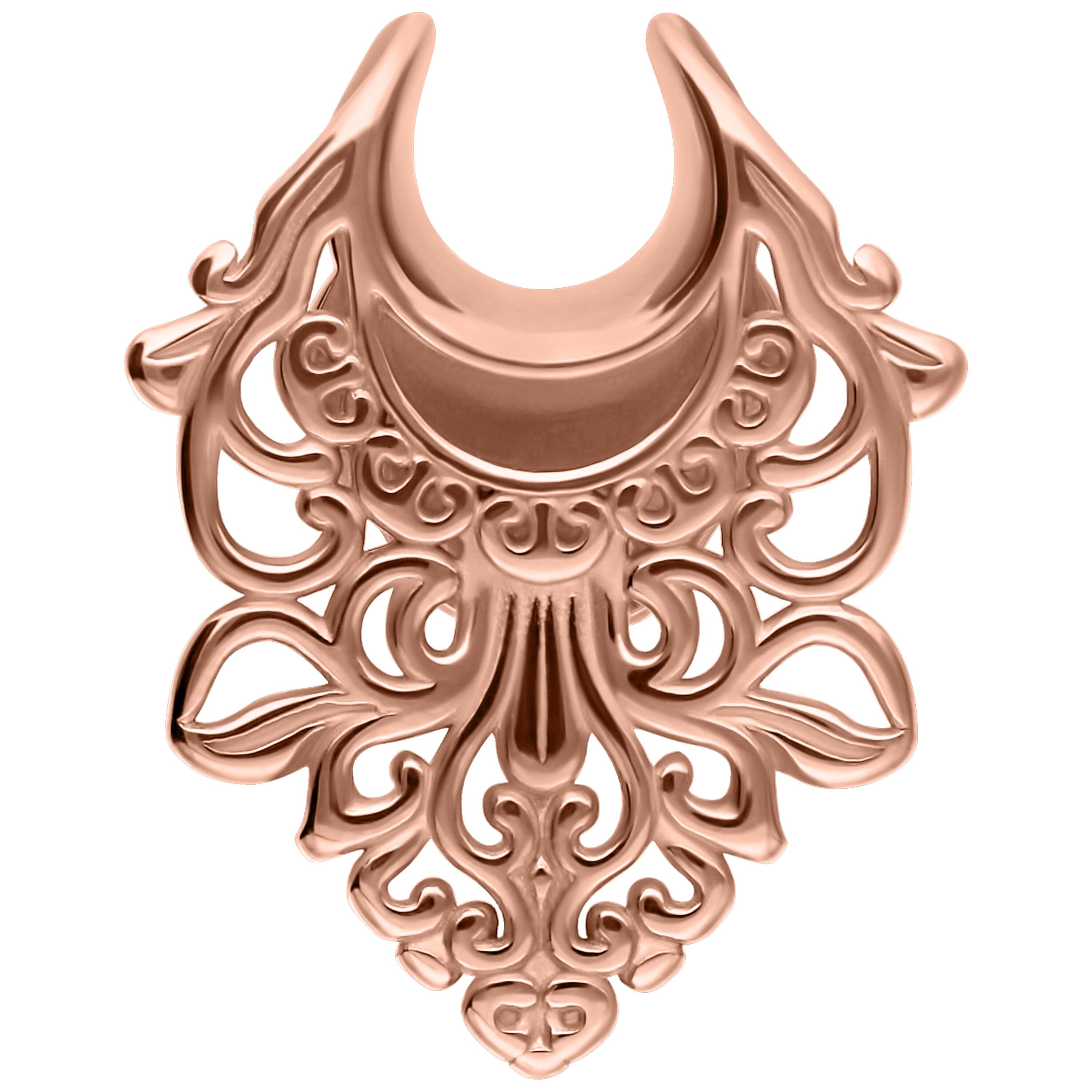 Wildcat Plug Ear Saddles Baroque für Ohr, 1 Stück, Chirurgenstahl 316L - wasserfest, hautverträglich, Roségold