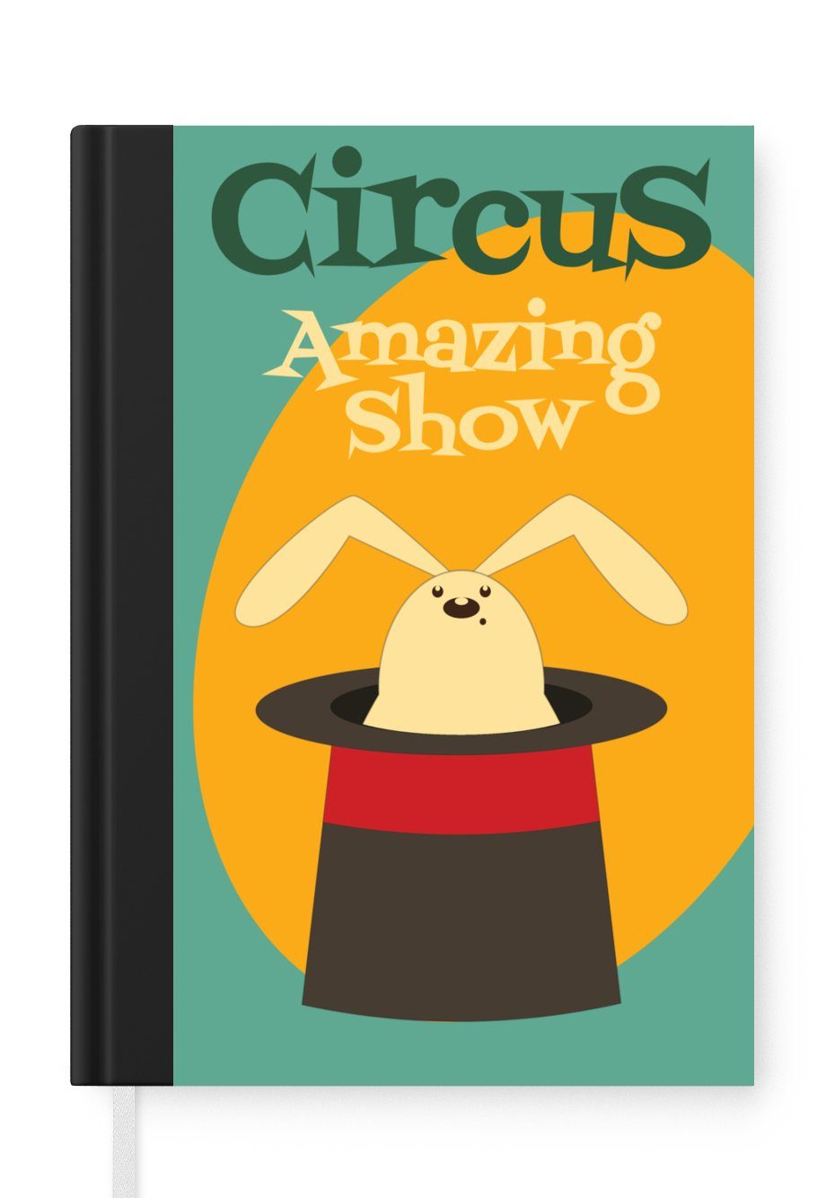 MuchoWow Notizbuch "Zirkusvorstellung" mit einem Kaninchen, Journal, Merkzettel, Tagebuch, Notizheft, A5, 98 Seiten, Haushaltsbuch