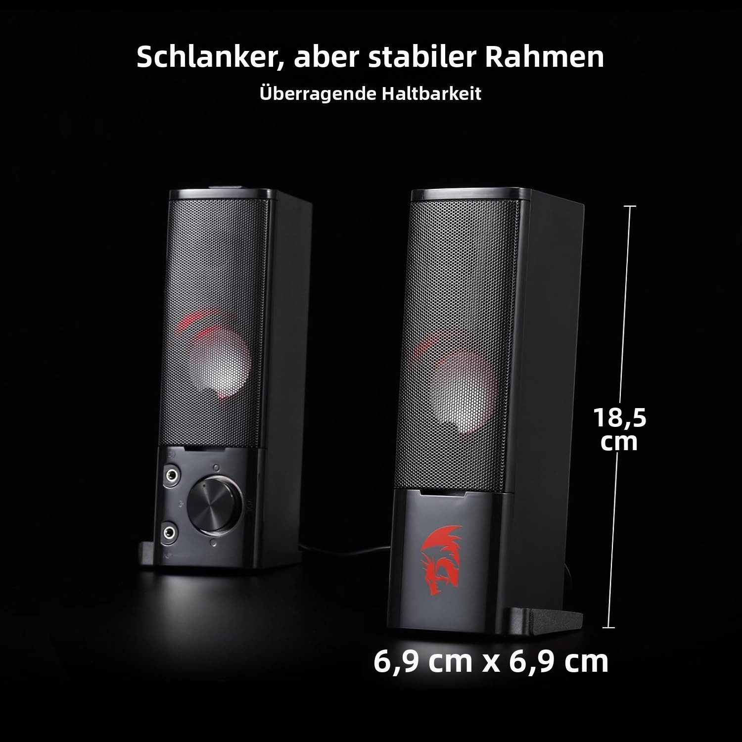 Redragon GS550 Lautsprecher Schwarz – USB-Stromversorgung + 2x 3,5mm Audiokabel Lautsprecher 2.0 – Bild 2 von 5