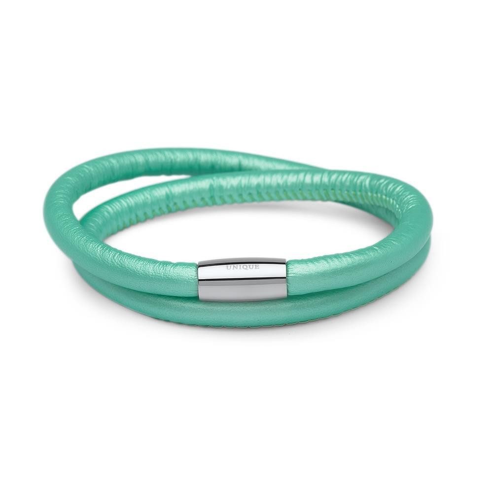 Unique Lederarmband Zweireihig gewickeltes Lederarmband für Charms mint