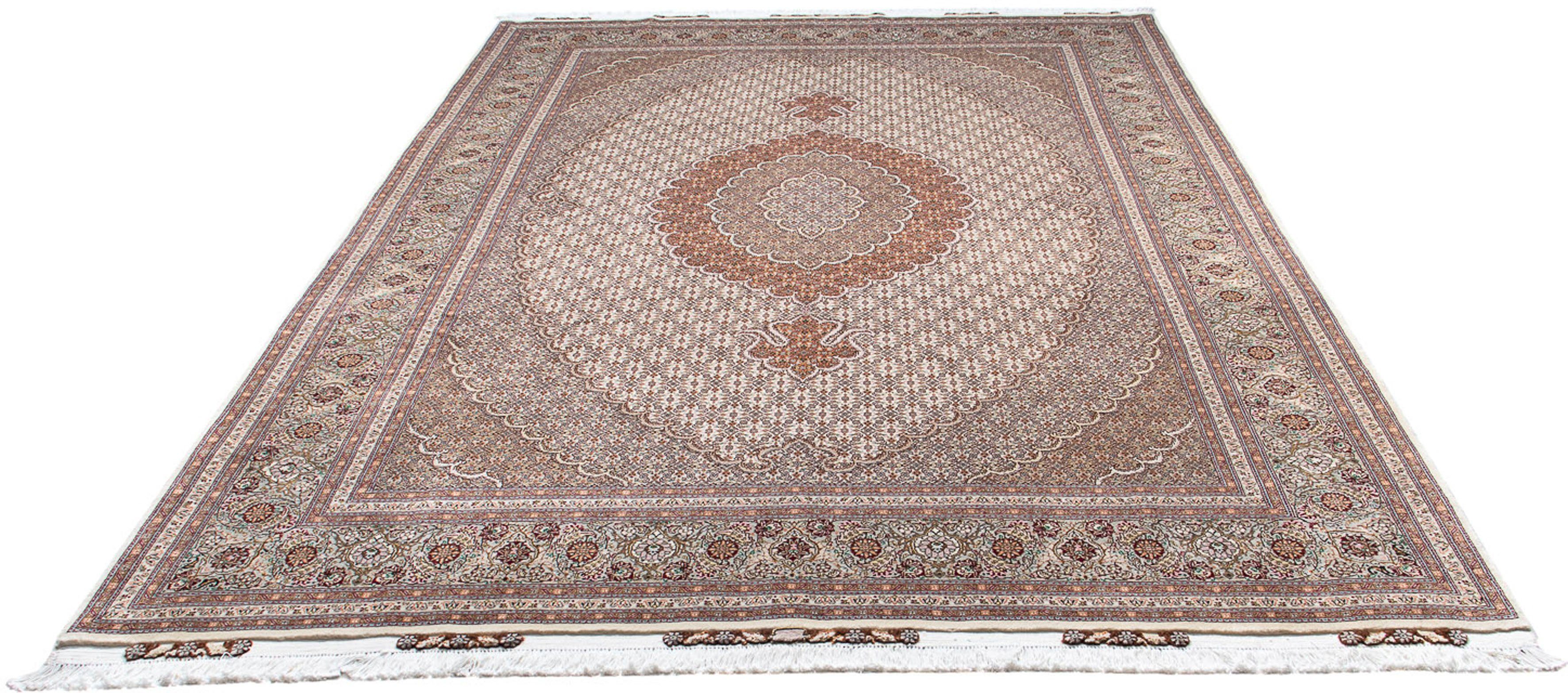 Orientteppich Perser - Täbriz - 307 x 207 cm - beige, morgenland, rechteckig, Höhe: 10 mm, Wohnzimmer, Handgeknüpft, Einzelstück mit Zertifikat