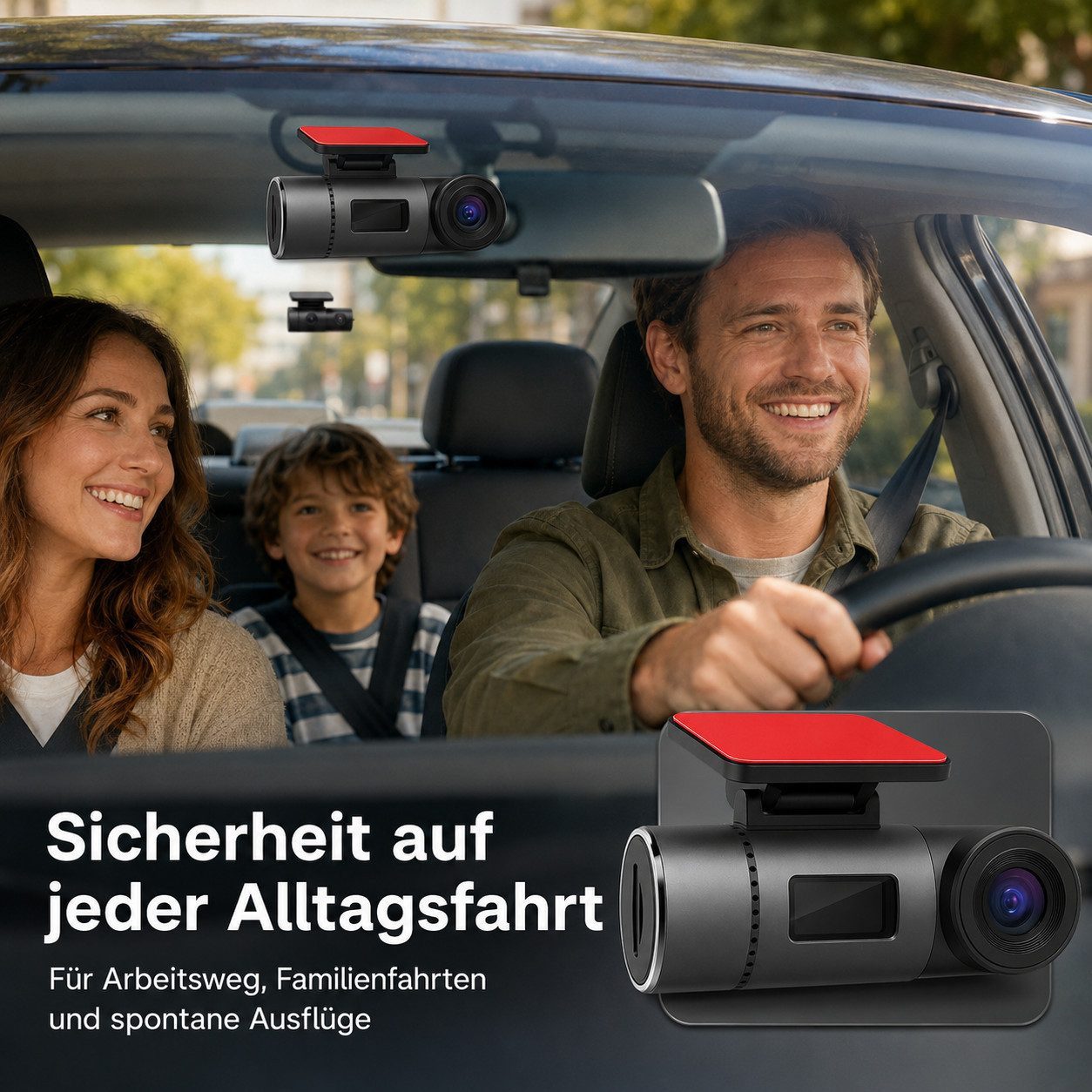 Goldstern-Tech Camcorder (4K Ultra HD, WLAN (Wi-Fi), Dual-Dashcam Set – HD-Aufnahmen vorne & hinten, WLAN & GPS mit Nachtsicht, Parküberwachung & 32 GB SD-Karte)