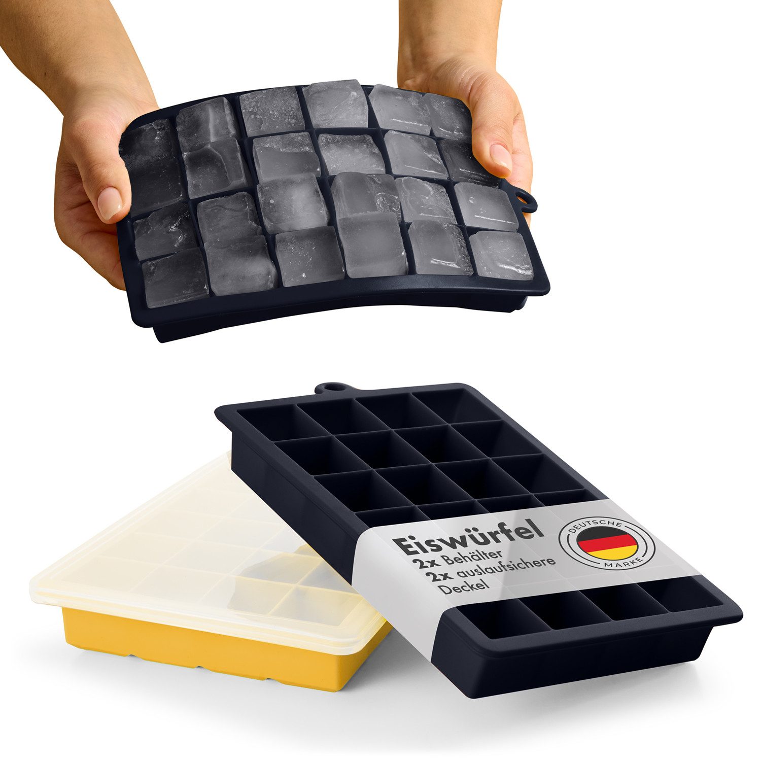 Blumtal Eiswürfelform Silikon Eiswürfelform mit Deckel - bpa frei & leichtes herauslösen, (2-tlg)