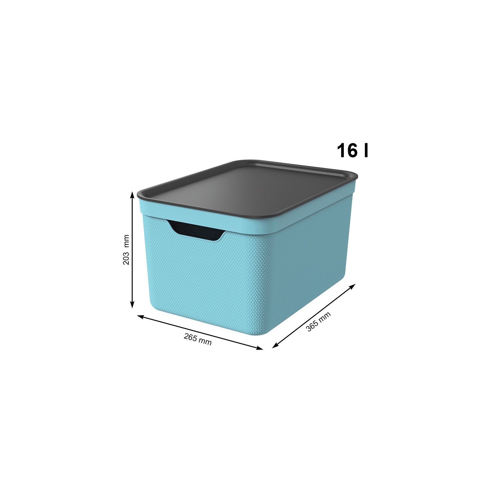 Aufbewahrungskorb 16l 3er- Deckel Set ROTHO mit Aufbewahrungsbox (Aufbewahrungsboxen, gedeckt 3er-Set) Dekobox Jive Himmelblau