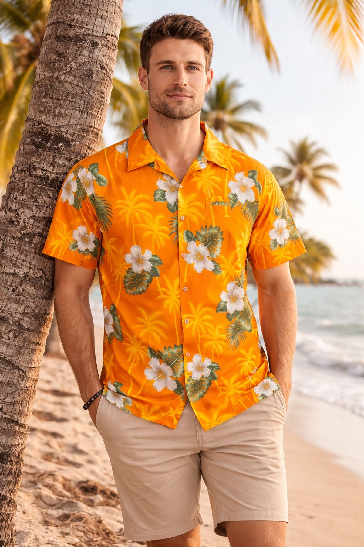 King Kameha Hawaiihemd "Small Flower" Funky Hawaii-Hemd Herren Kurzarm Fronttasche Sommerhemd