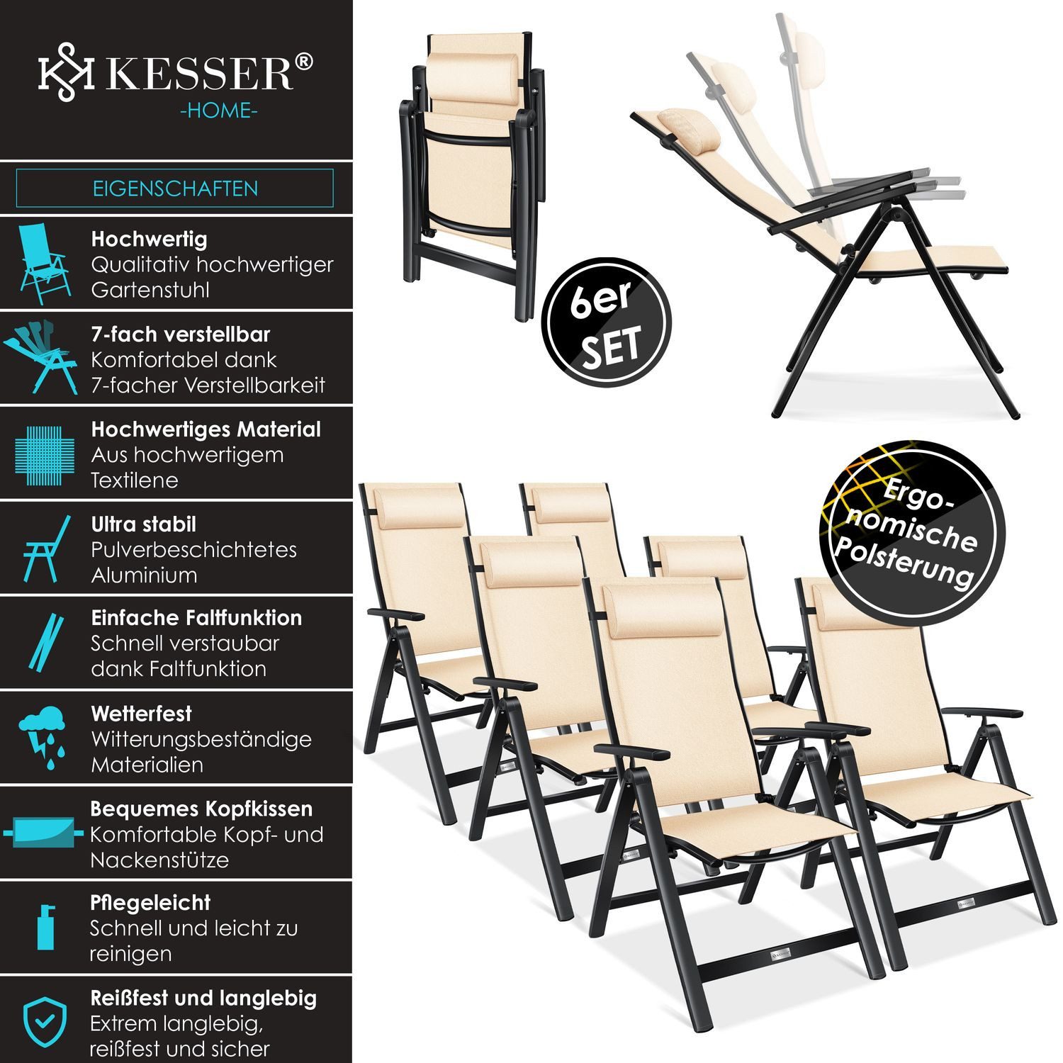 KESSER Gartenstuhl (6 St), Hochlehner mit günstig online kaufen