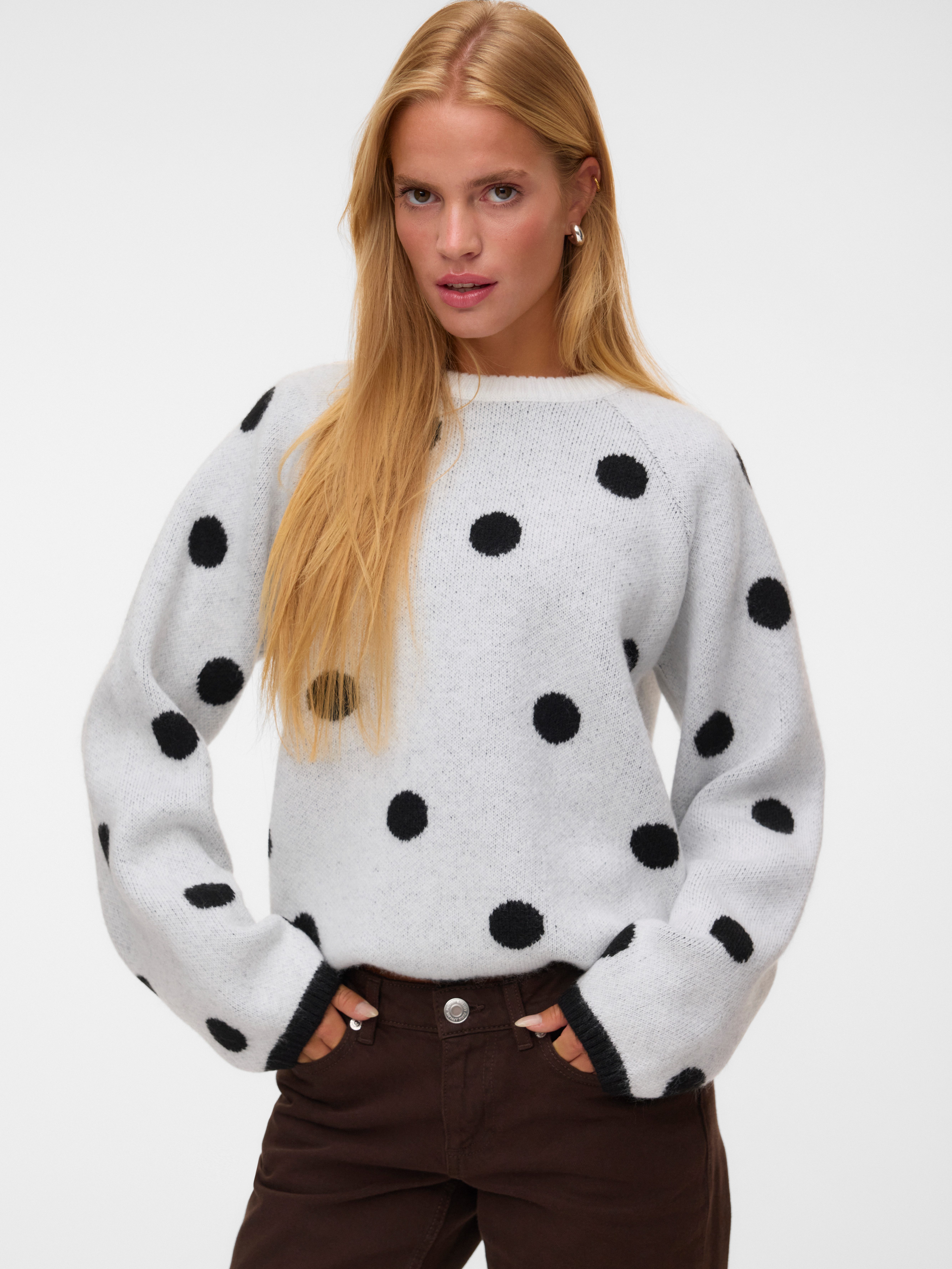 Vero Moda Rundhalspullover VMLIV LS KNIT EXP EXP Kunstfaser