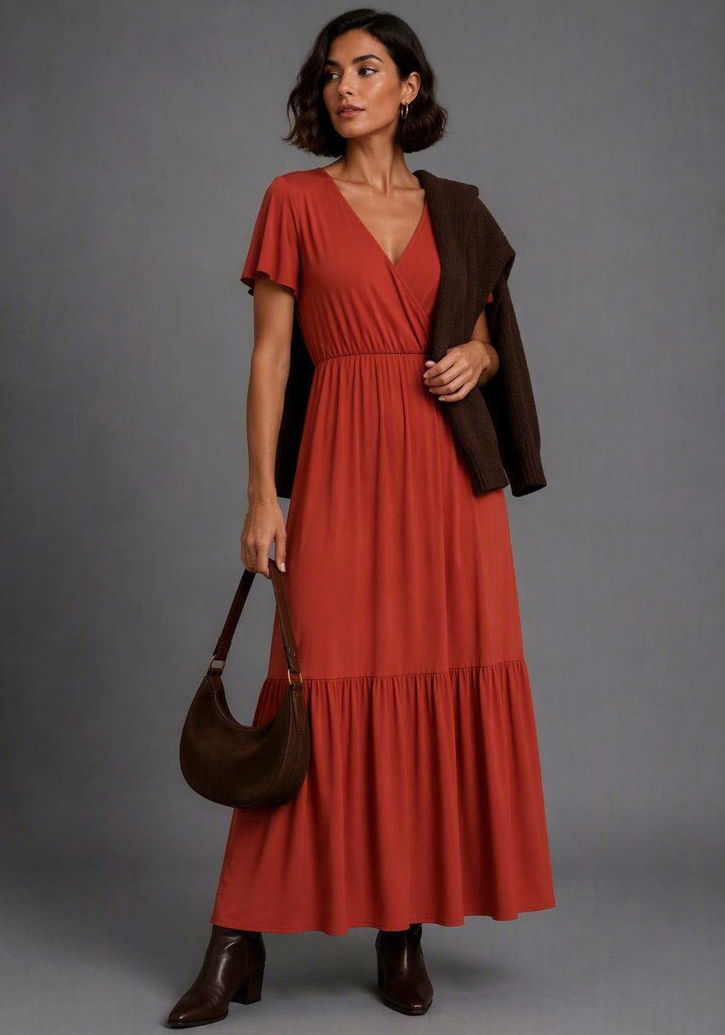 Laura Scott Sommerkleid langer Schnitt, für warme Tage, aus Shirtware, mit Flügelärmeln