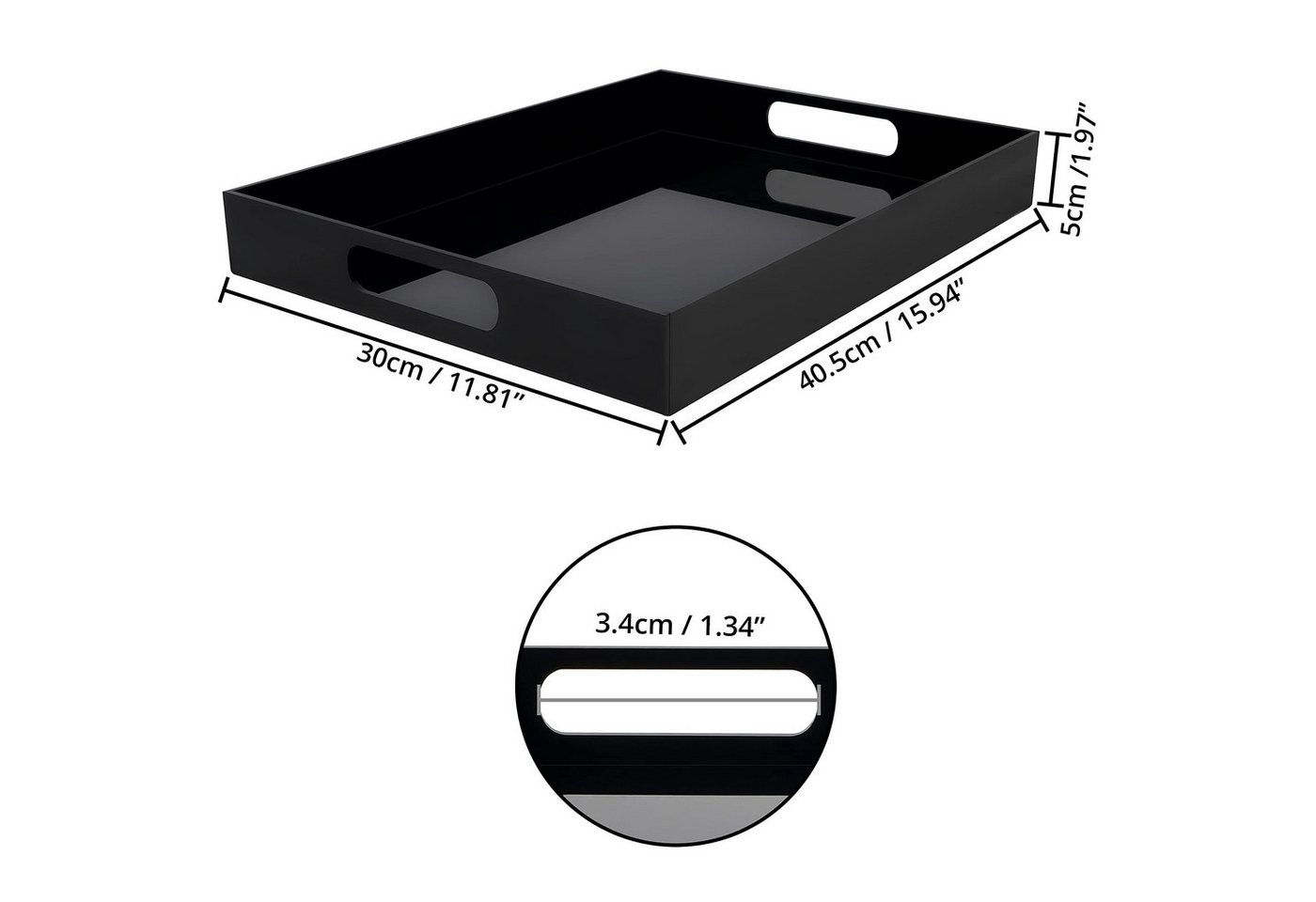Thumbnail - Belle Vous Aufbewahrungsdose Black Acrylic Decorative Tray - 40.5 x 30 cm (1 St)