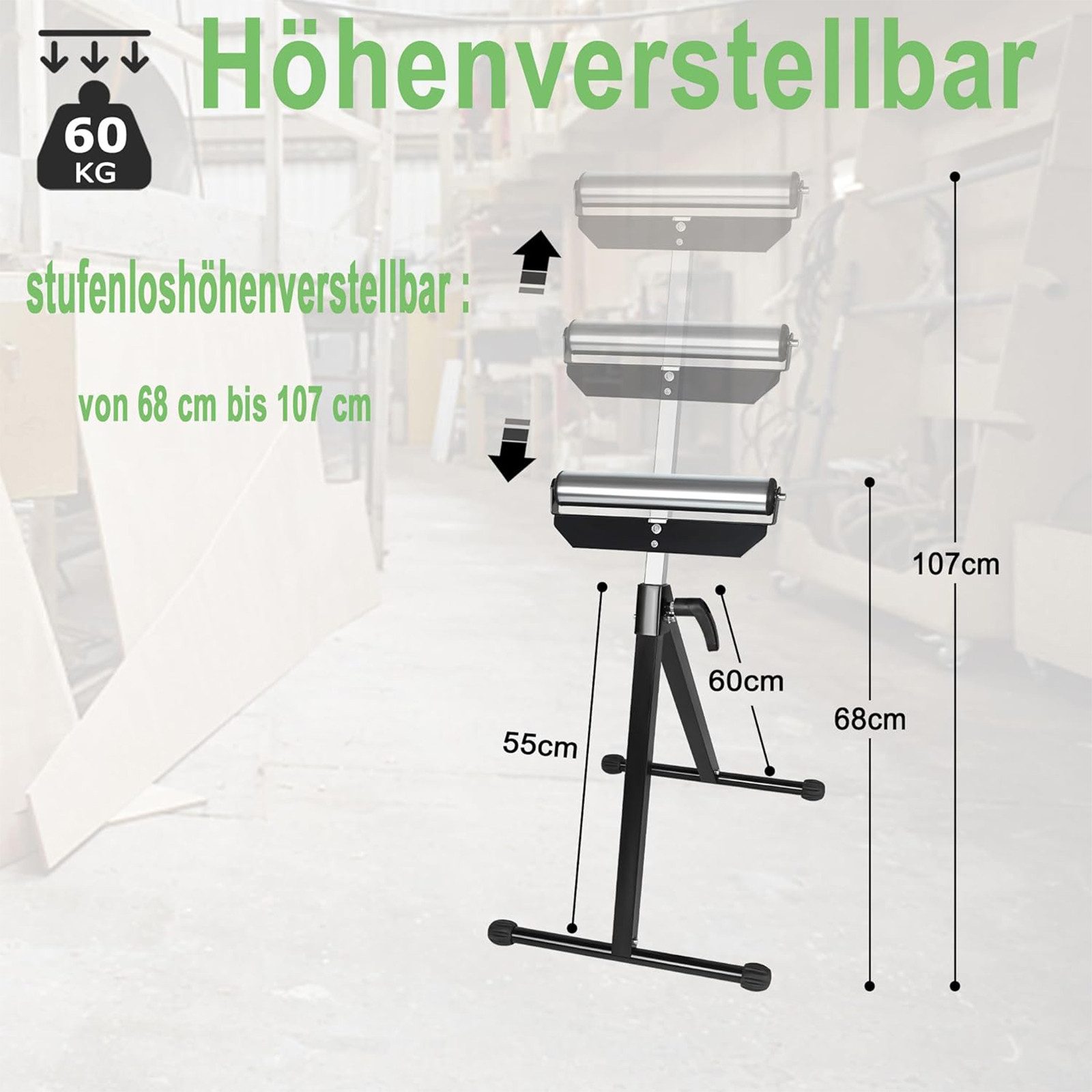 FIVMEN Sägebock 2 Stück Rollenbock Stufenlos Höhenverstellbar Klappbar Rollenständer, (2-St)