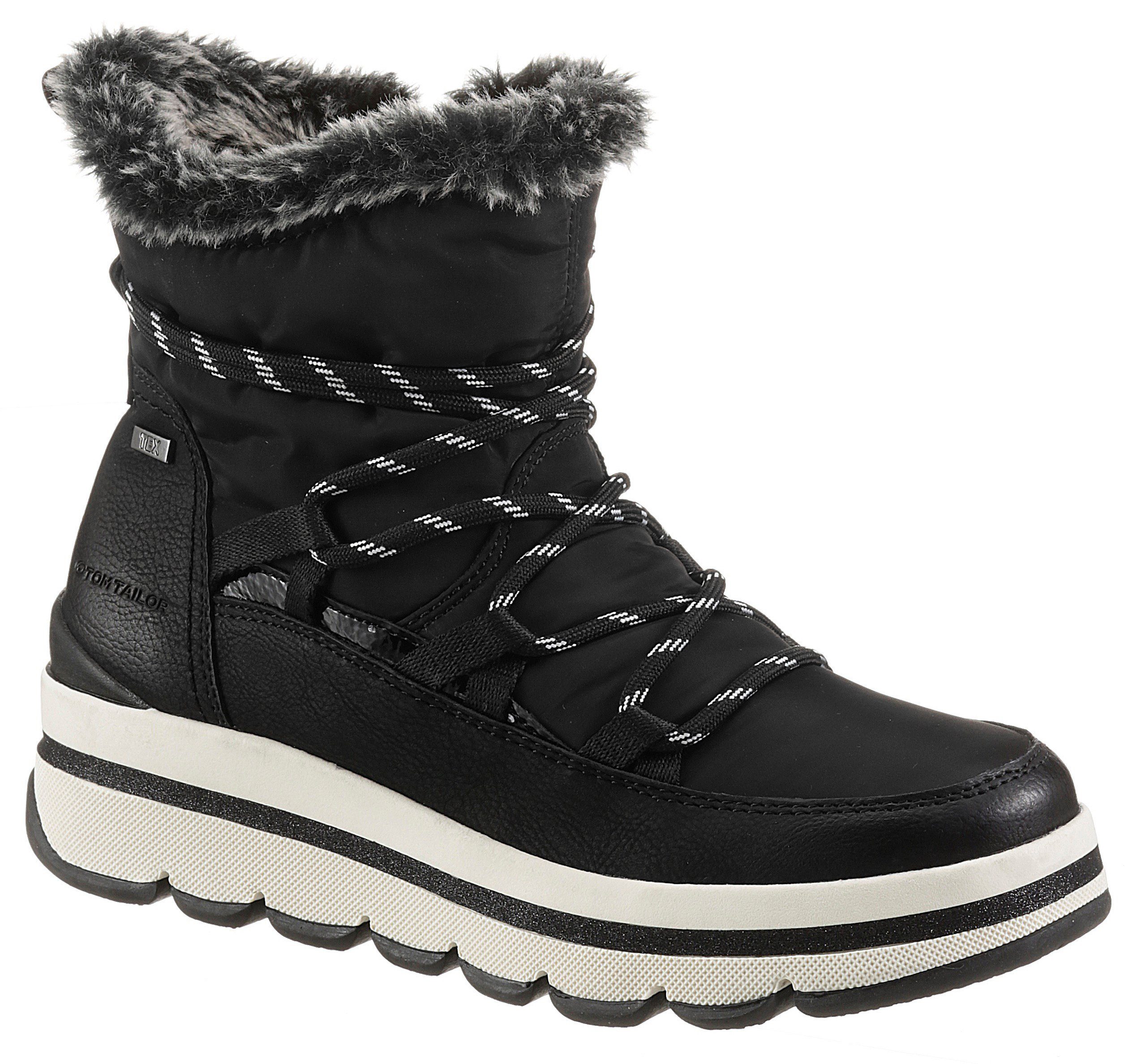 TOM TAILOR Winterboots mit Fellimitat-Kragen schwarz