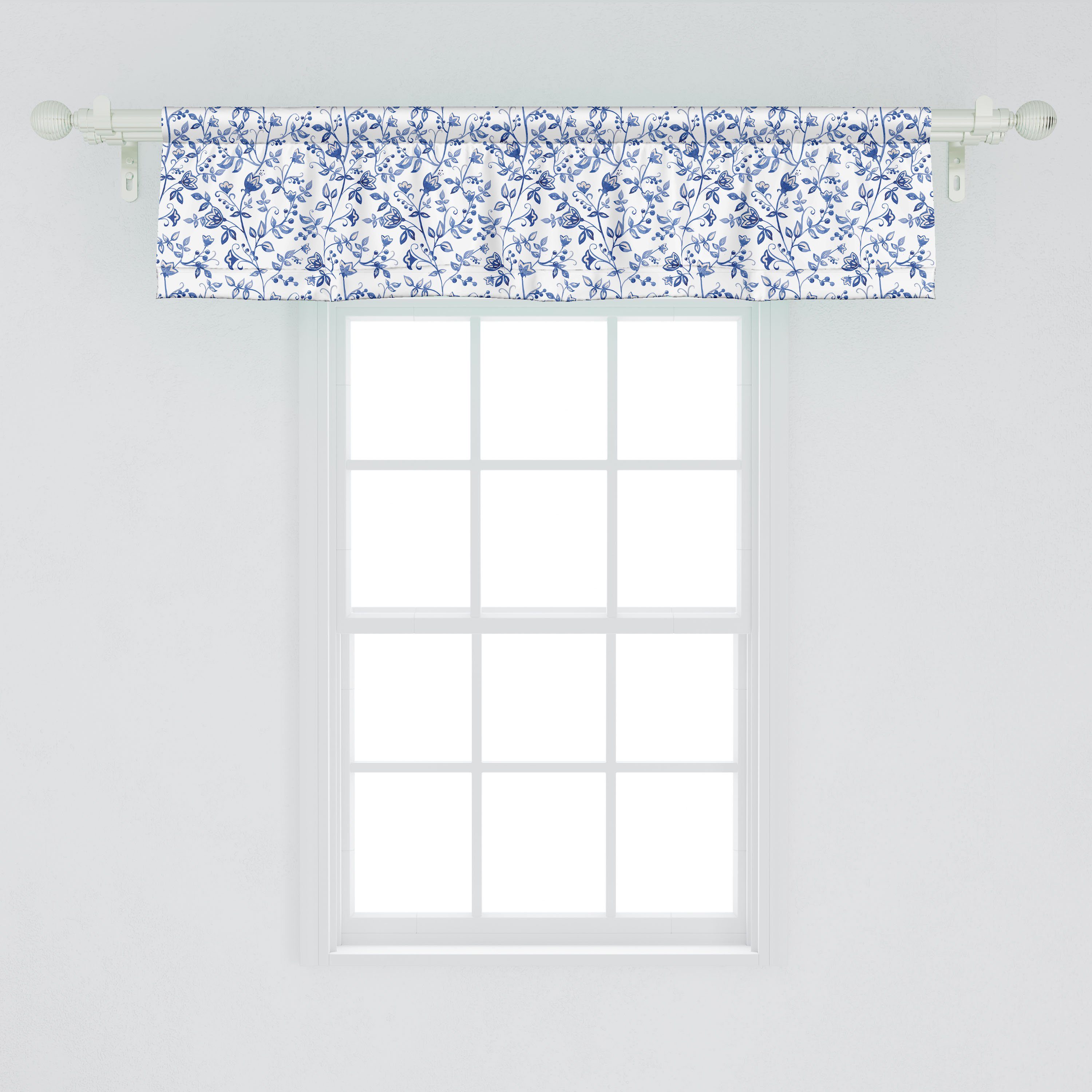 Scheibengardine Vorhang Volant für Blumen mit Lange Küche Stangentasche, Schlafzimmer Abakuhaus, Branchen Aquarell Dekor Microfaser