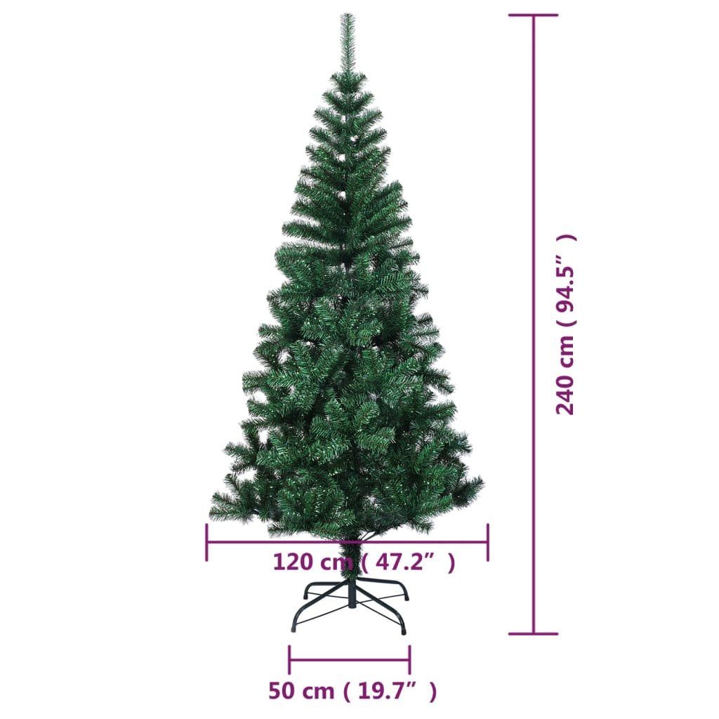 furnicato Künstlicher Weihnachtsbaum 240 Schillernde PVC Spitzen Grün cm