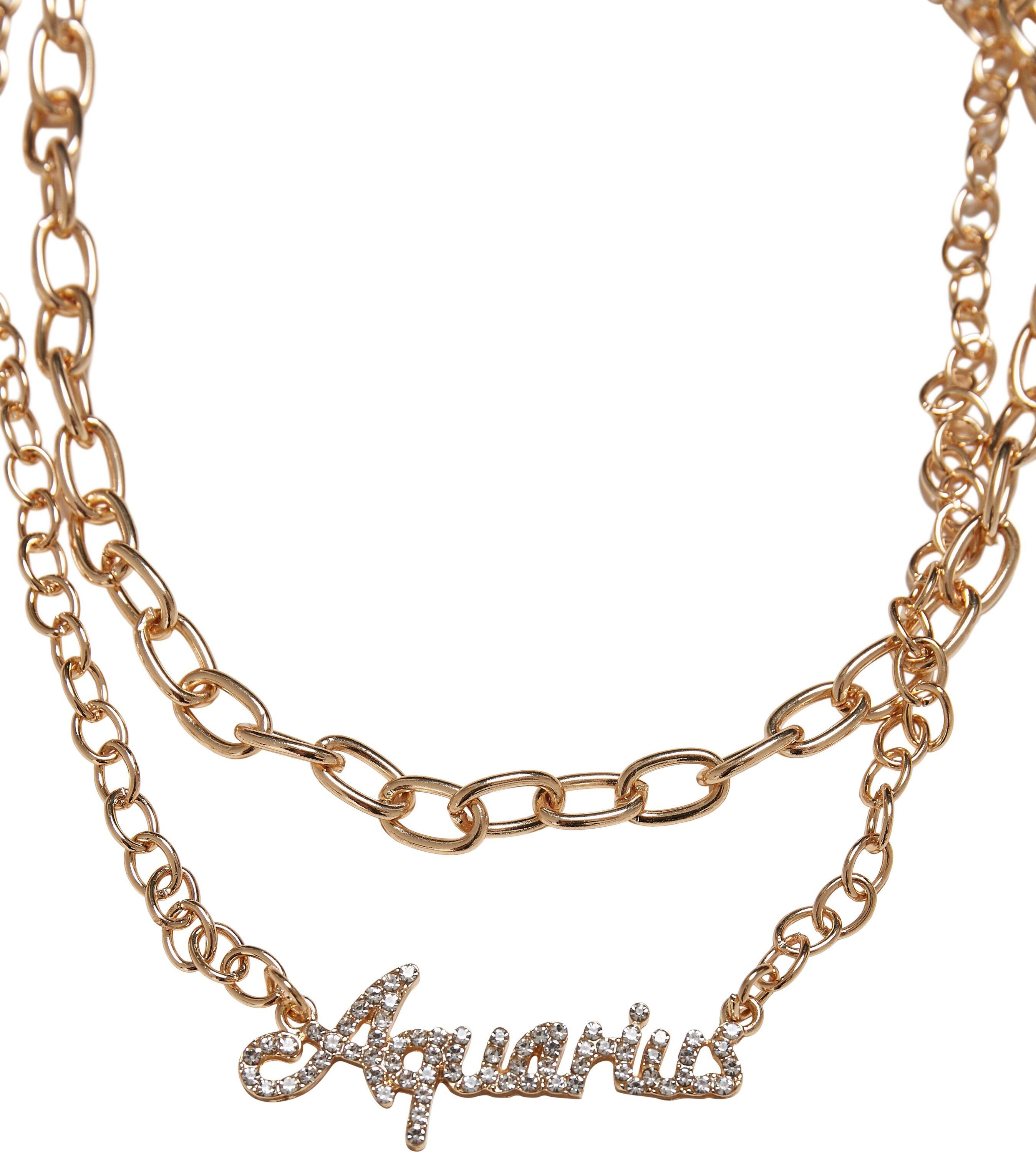 URBAN CLASSICS Edelstahlkette aquarius Golden Necklace Accessoires Diamond Zodiac