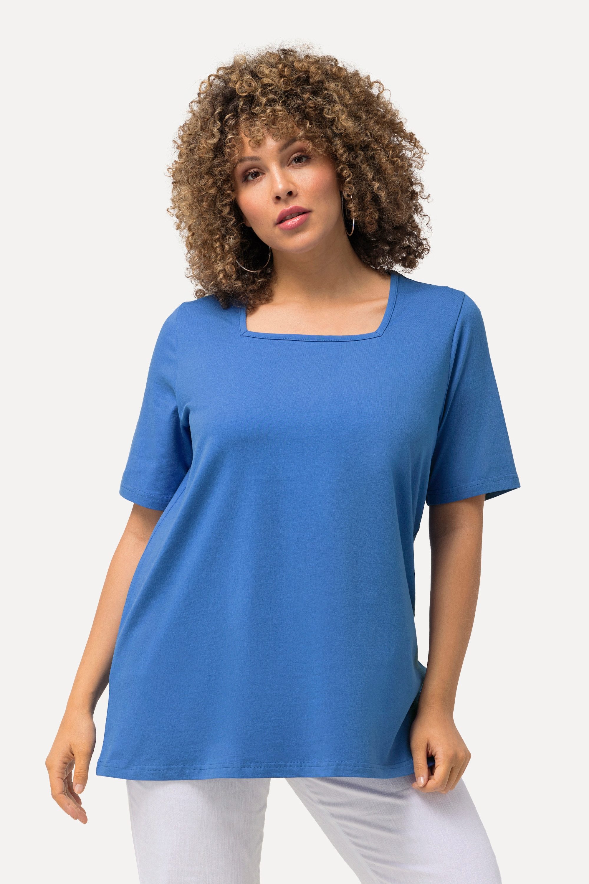 Ulla Popken T-Shirt T-Shirt A-Linie Carré-Ausschnitt günstig online kaufen