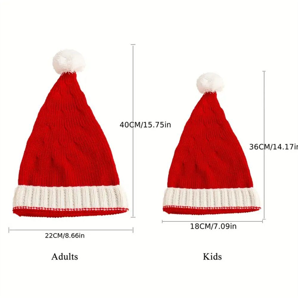 TUABUR Jerseymütze Weihnachtsmützen-Set für Eltern Wollmützen Kind, und warme